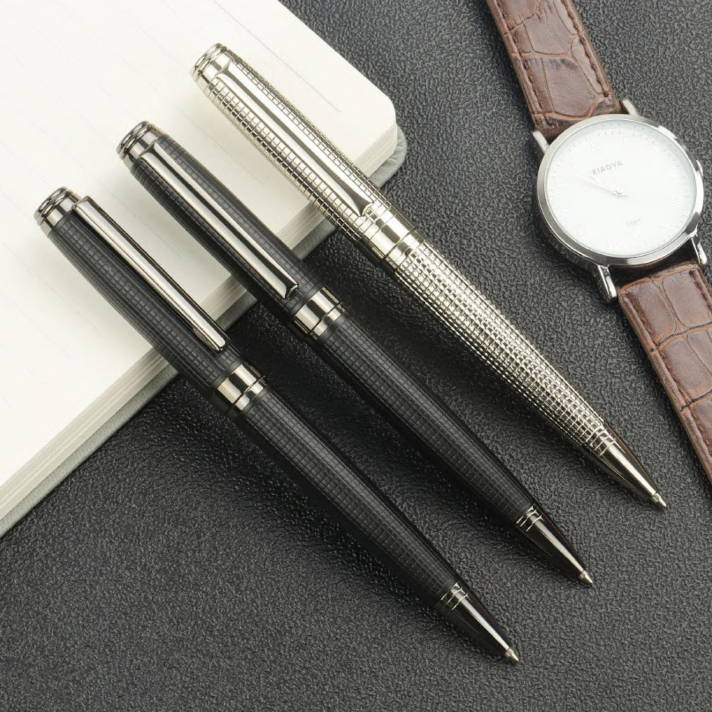 Luxury Metal Ballpoint and Rollerball Pen Set with Black Gift Box