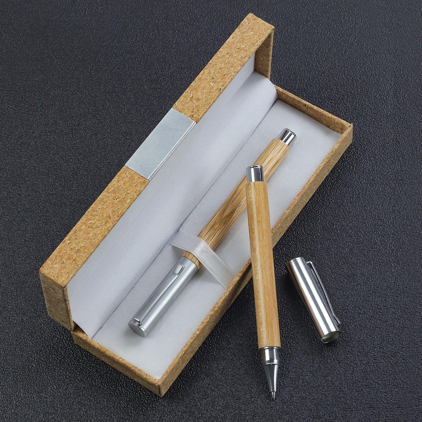 Luxury Wooden Design Ballpoint & Rollerball Pen Set in Matching Gift Box