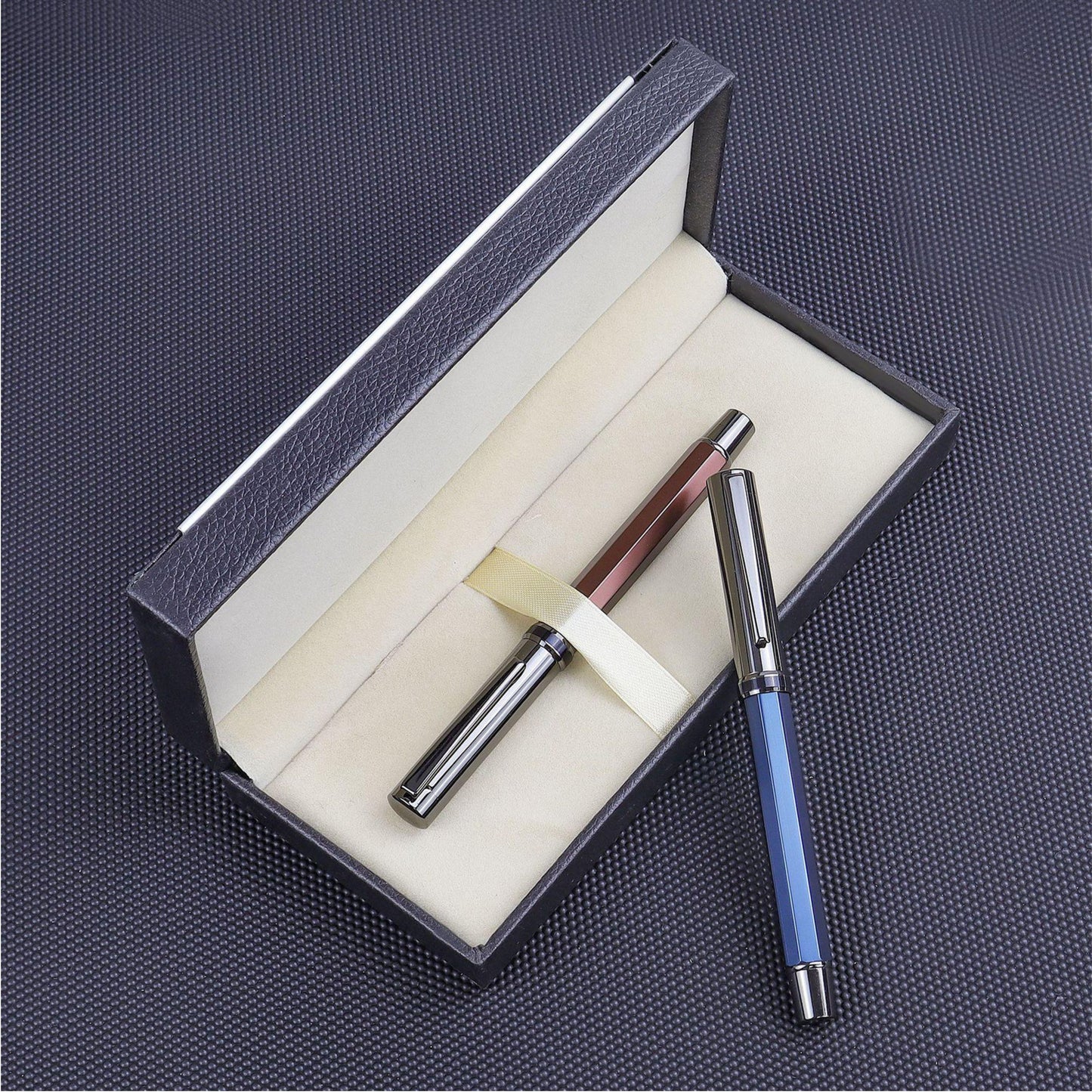 Elegant Black Gift Box Set with Luxury Ballpoint & Rollerball Pens