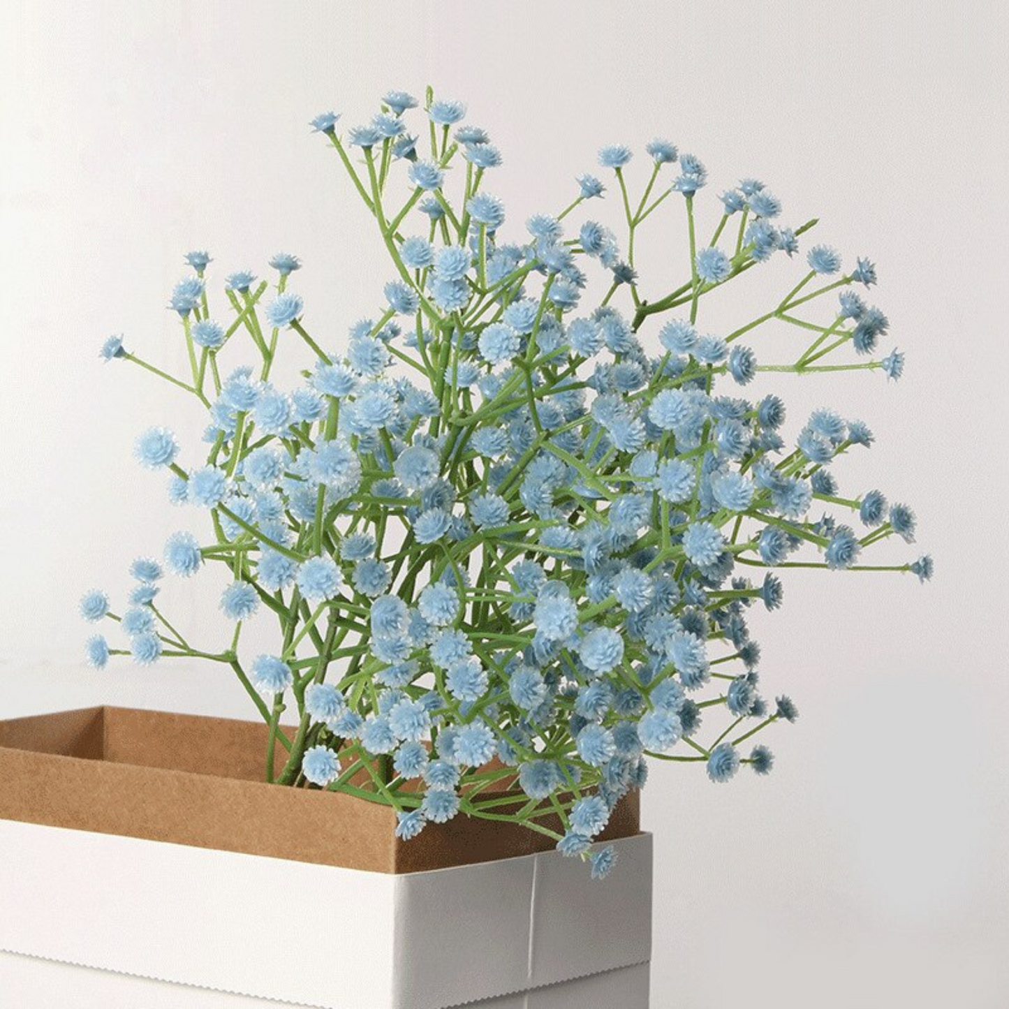 Artificial Silk Gypsophila Flower in White and Blue – 64cm