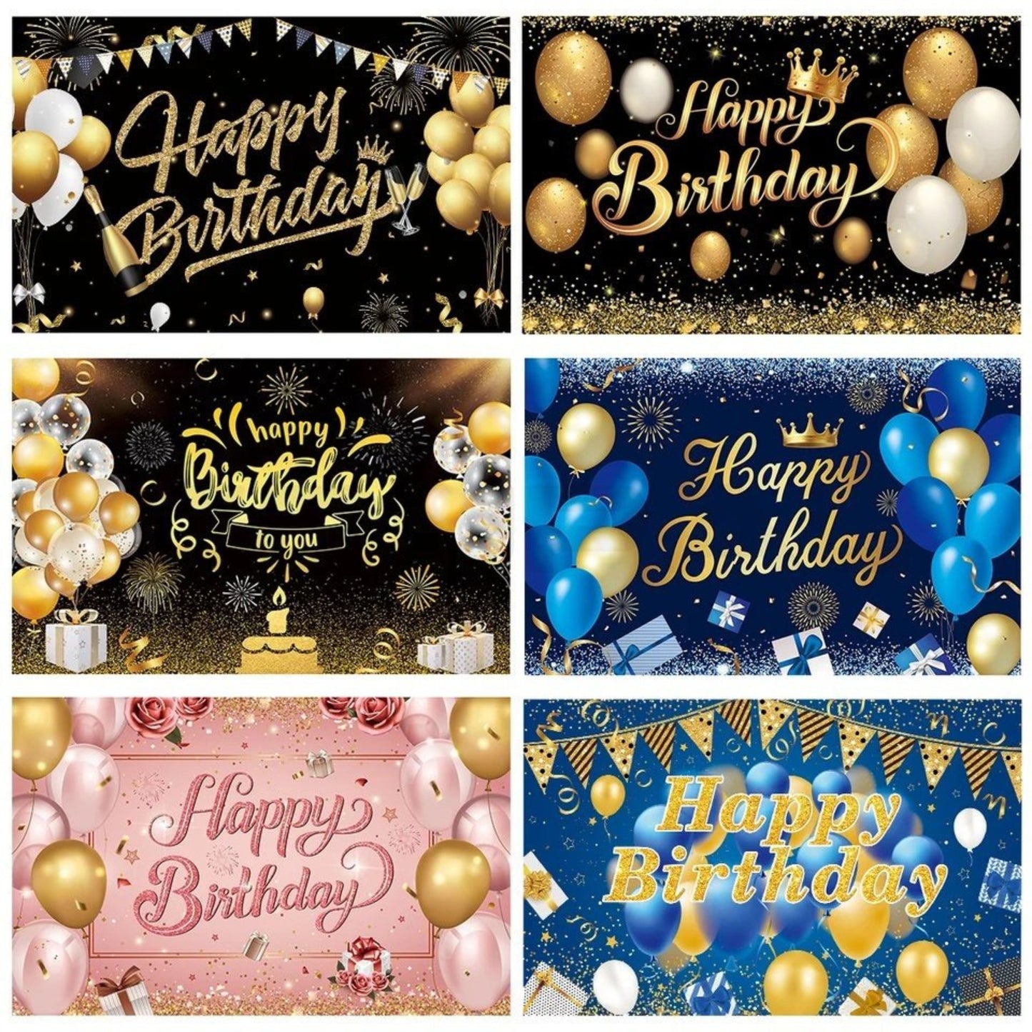 Happy Birthday Backdrop Banner – Polyester Fabric Party Decoration