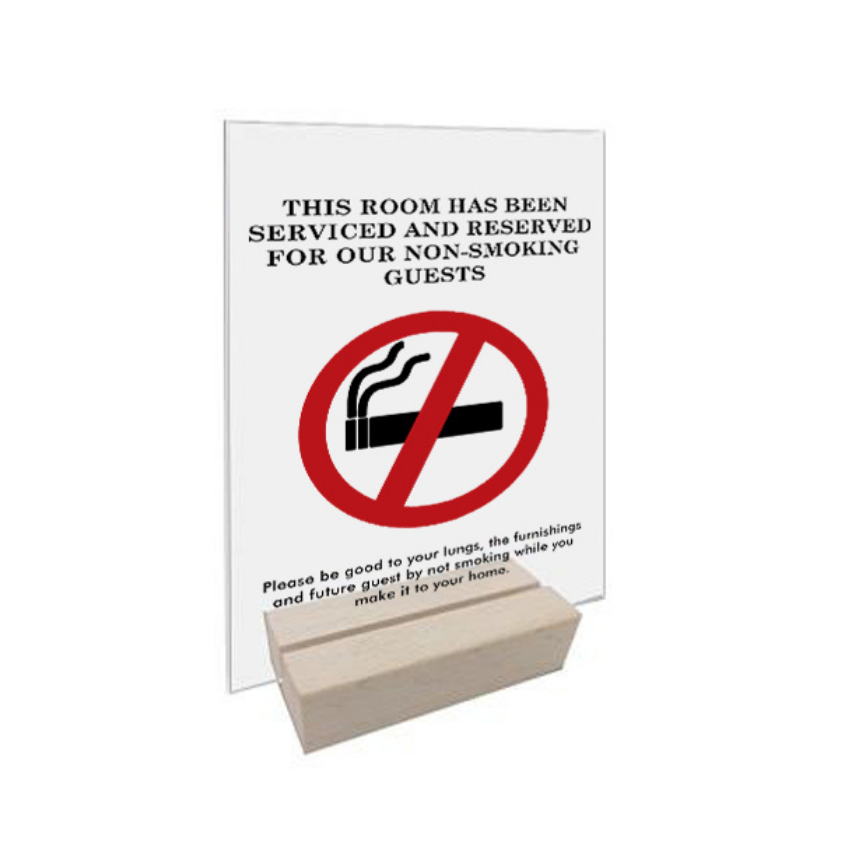 Clear Acrylic No Smoking Sign with Wooden Base – Modern & Elegant (3x4", 4x6")