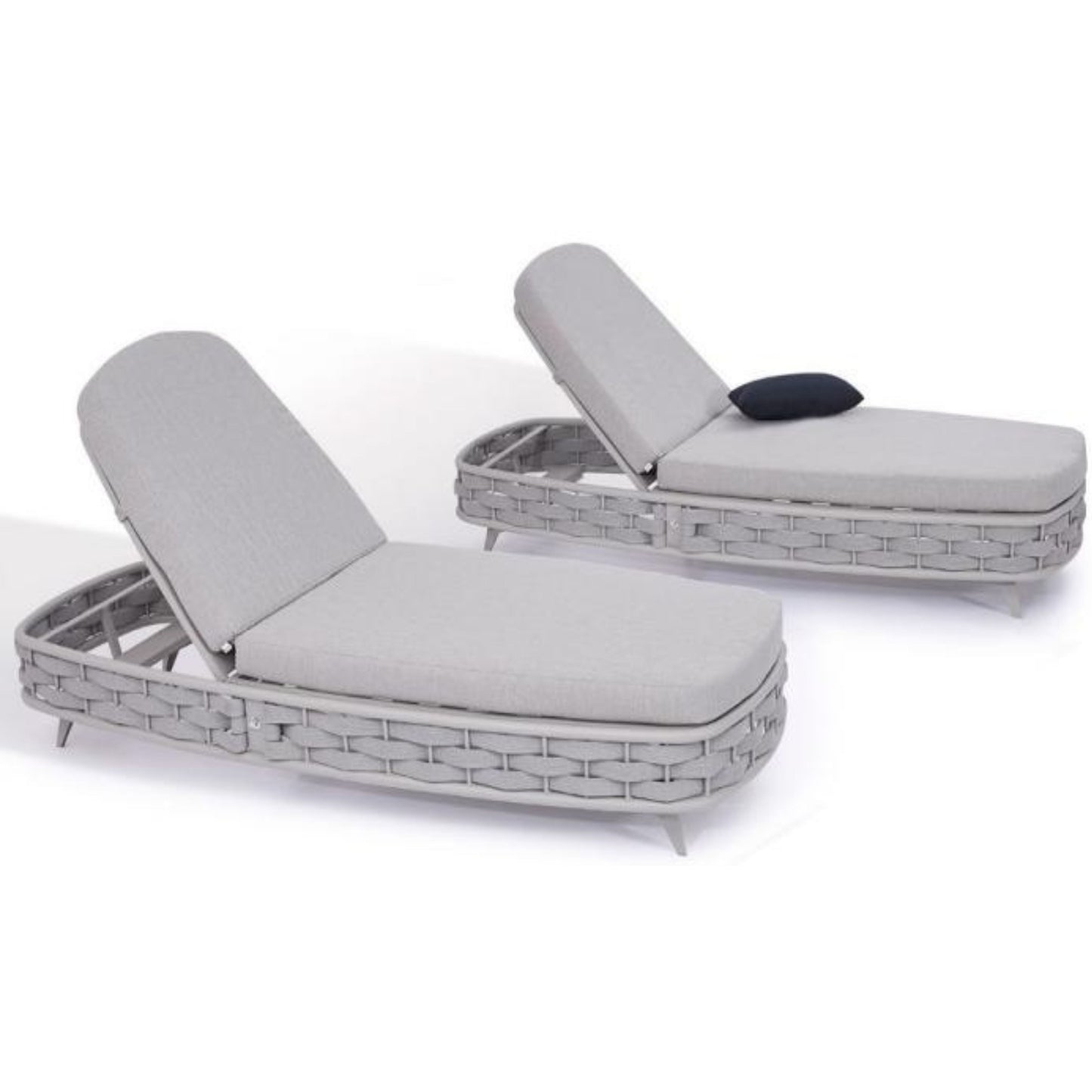 Rubber Rope Woven Sun Lounger with Outdoor Cushion