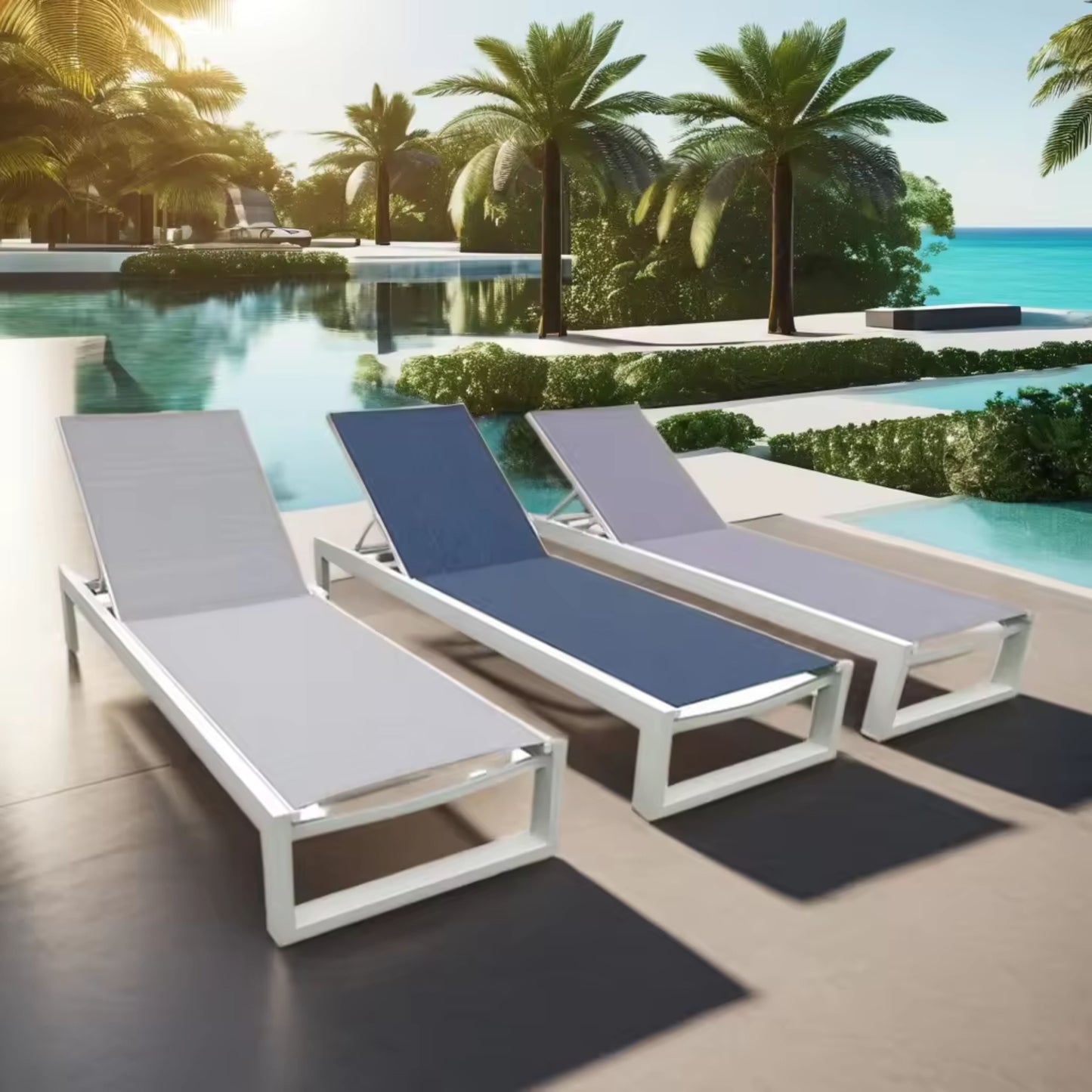 Sleek Textilene Sun Lounger with Aluminum Frame