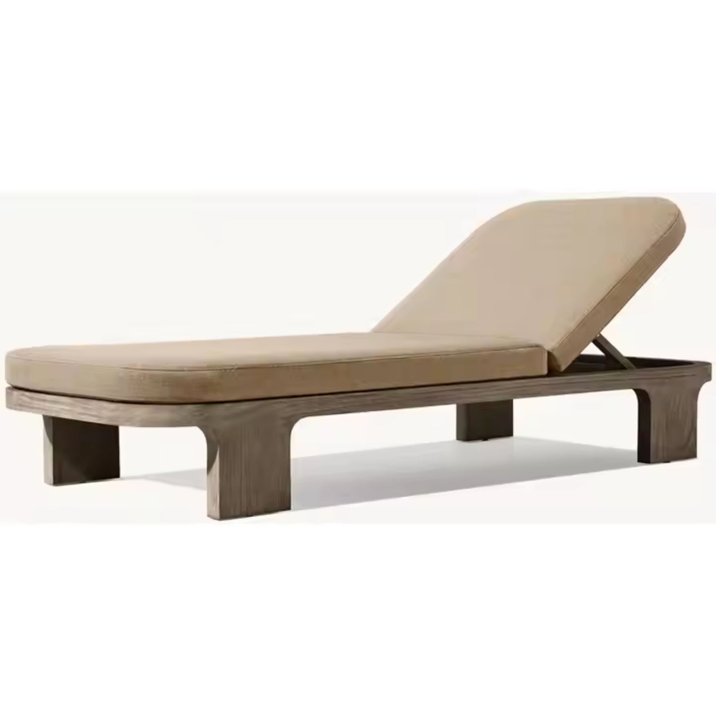 Modern Teak Outdoor Recliner with Fabric Cushion