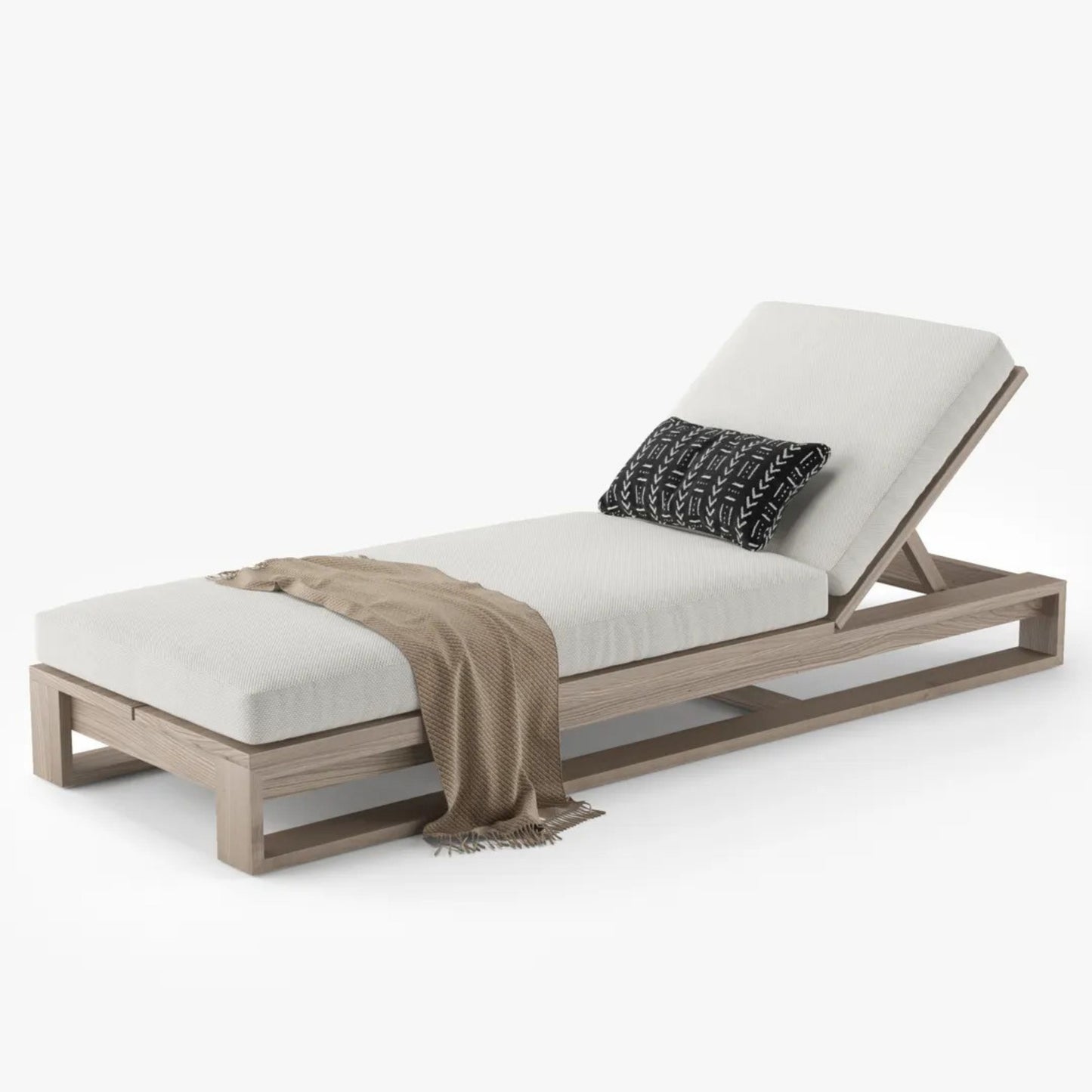 Wooden Lounge Chair with Powder-Coated Aluminum Frame