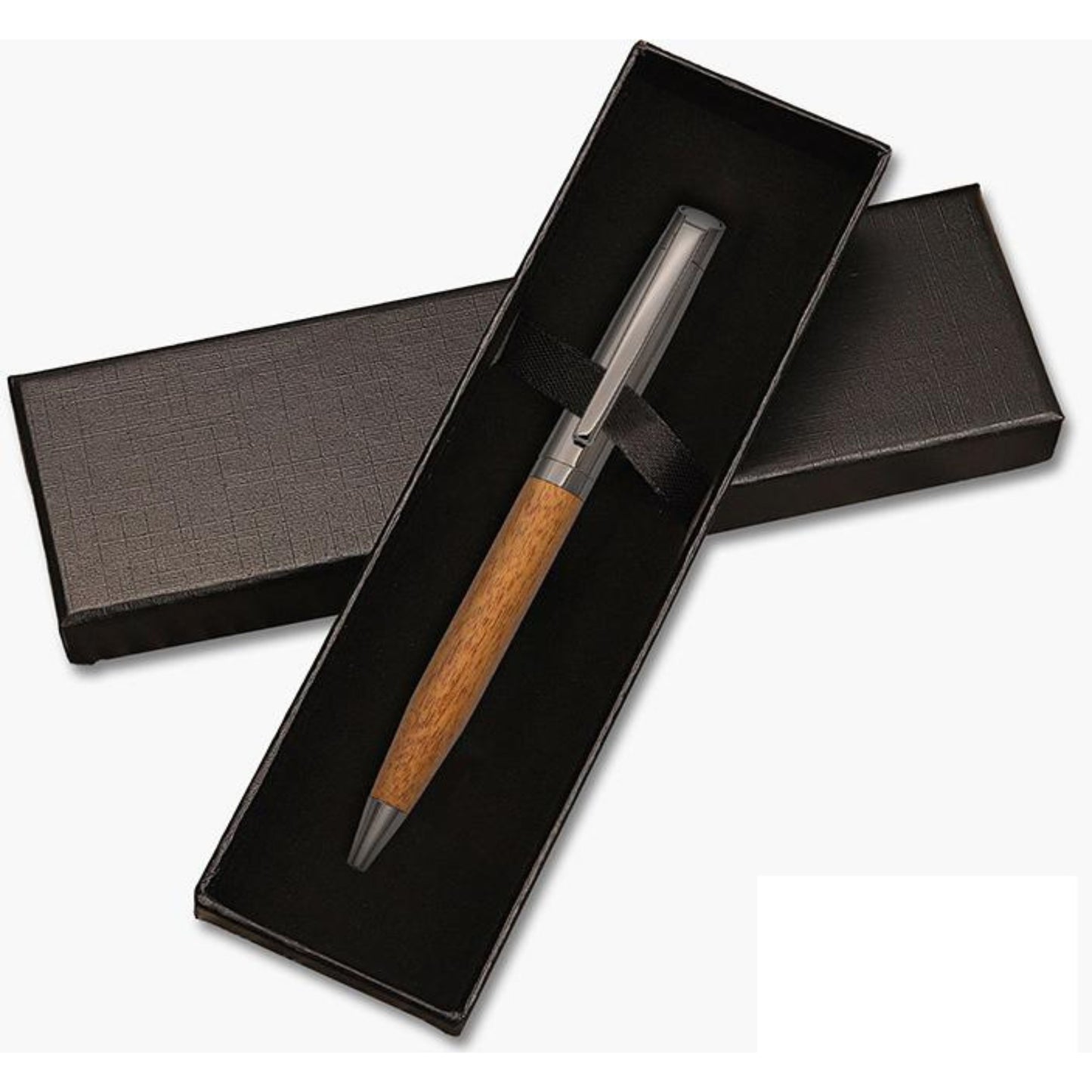 Wooden Ballpoint Pen with Gun Black and Gold Metal Parts