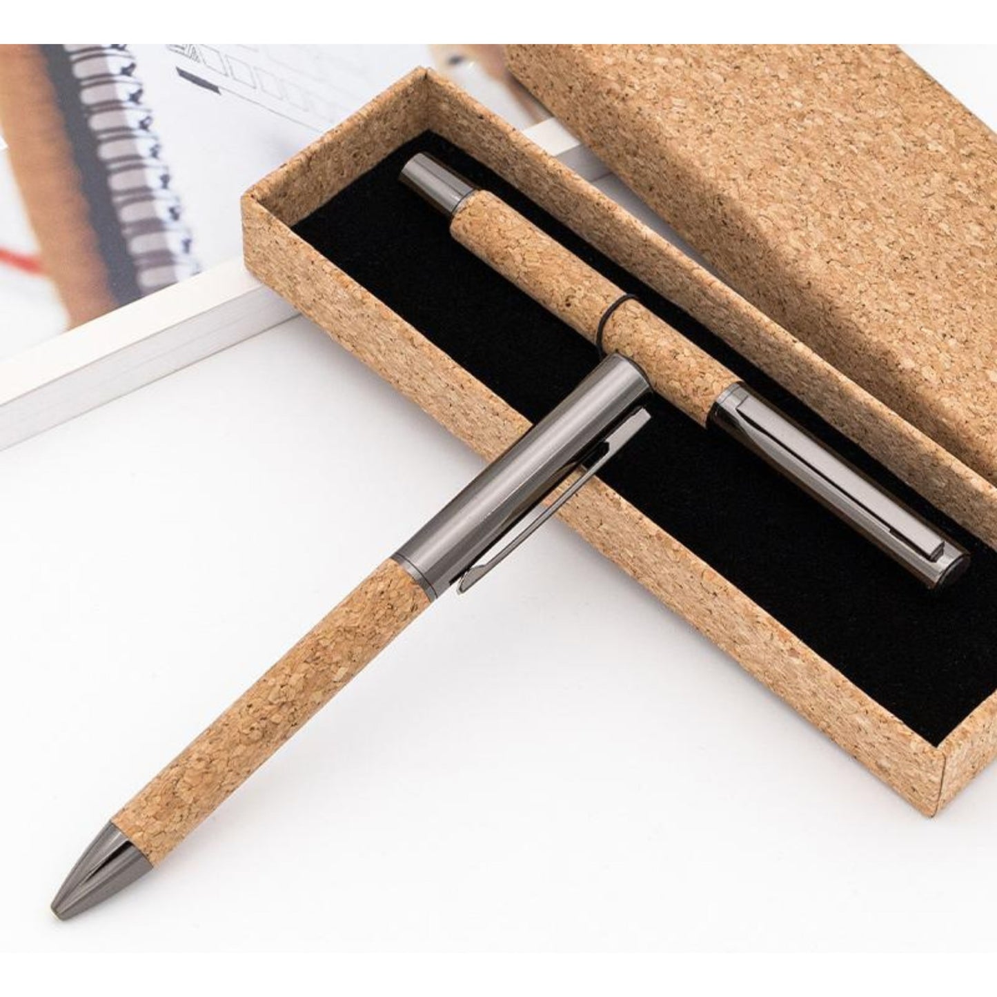Metal and Cork Coated Ballpoint Pen