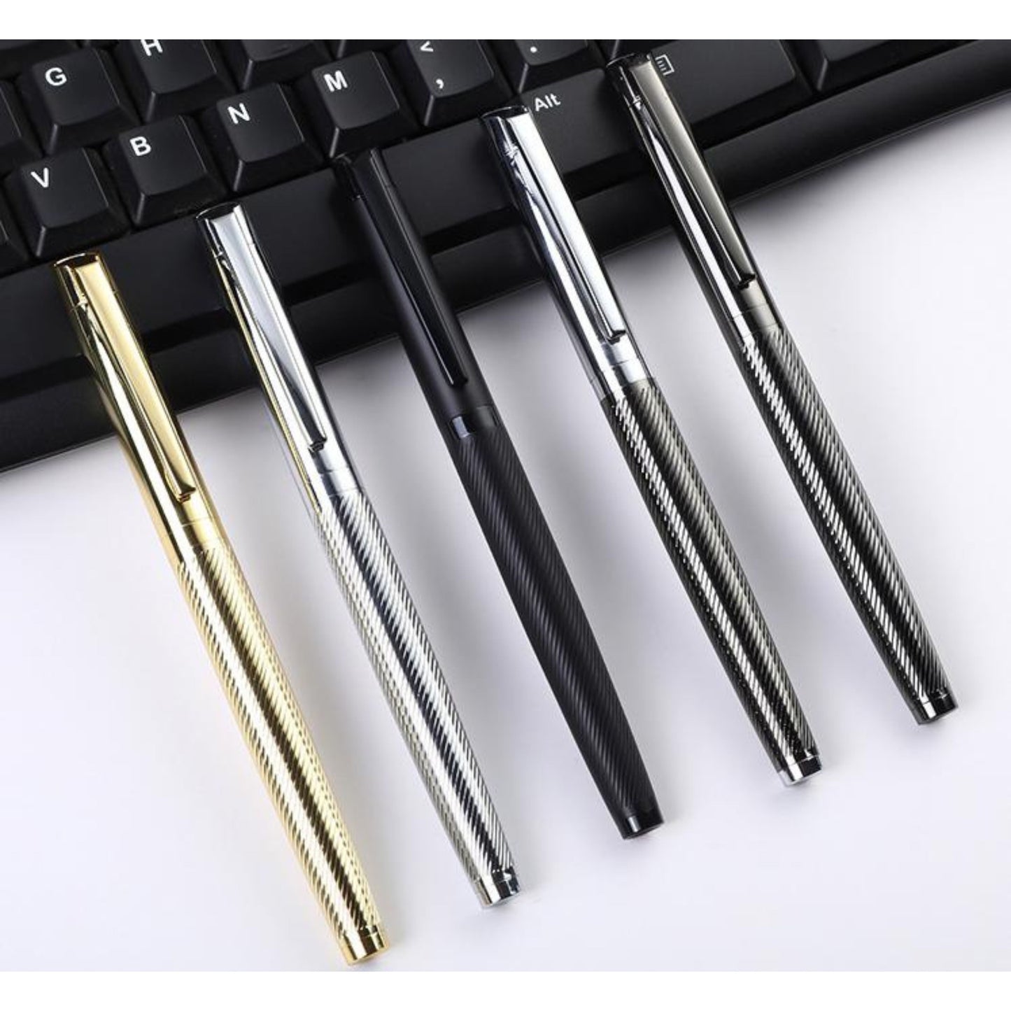 Luxury Ballpoint Pen in Gold, Rose Gold, Gun Black, and Chrome