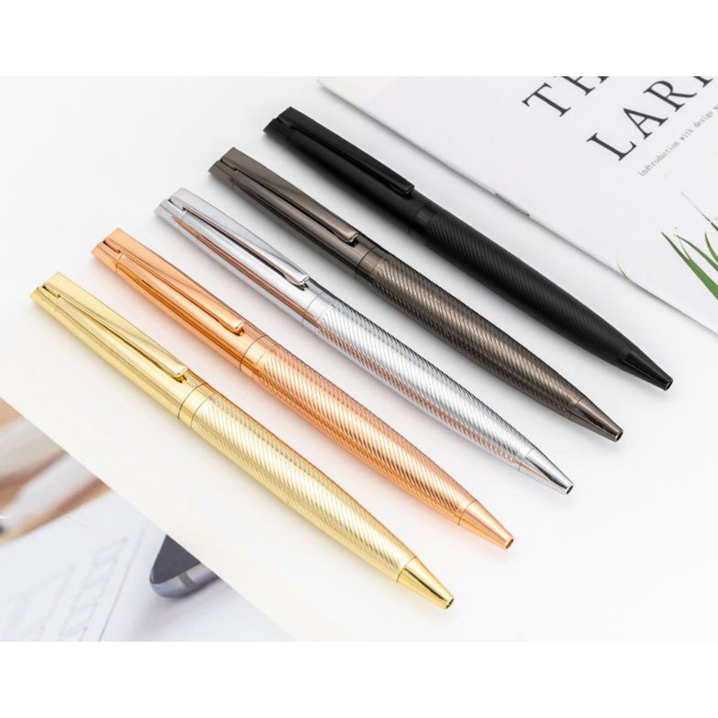 Luxury Ballpoint Pen in Gold, Rose Gold, Gun Black, and Chrome Finishes