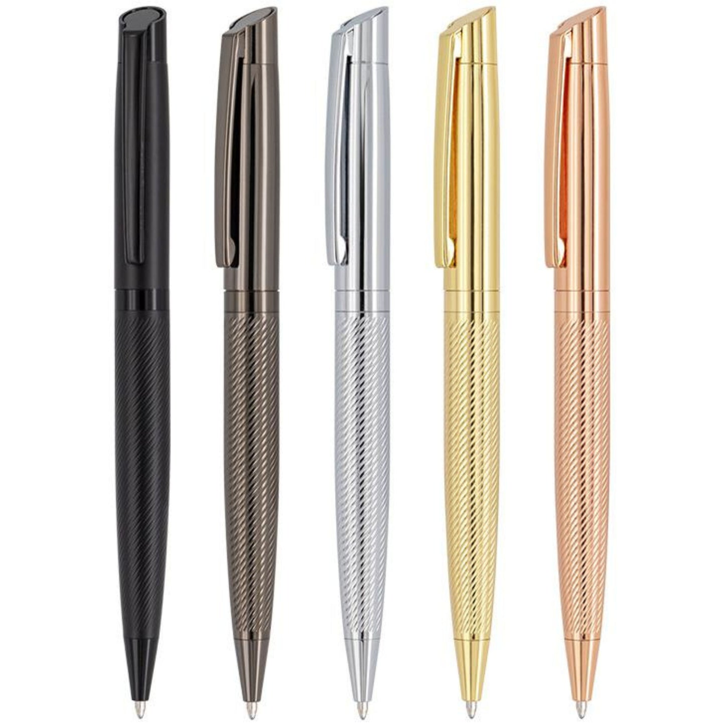 Luxury Ballpoint Pen in Gold, Rose Gold, Gun Black, and Chrome Finishes