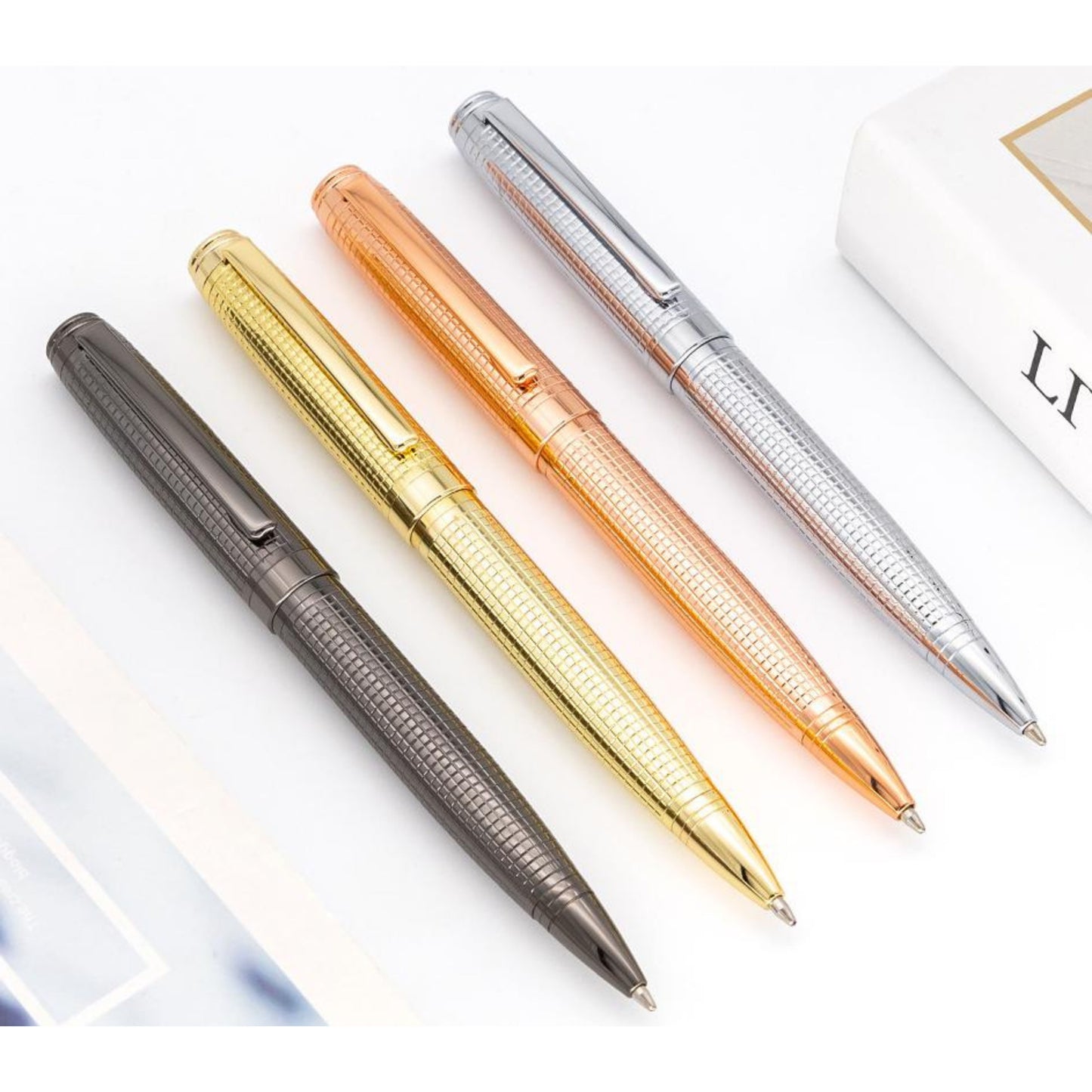 Luxury Ballpoint Pen in Gold, Rose Gold, Gun Black, and Chrome