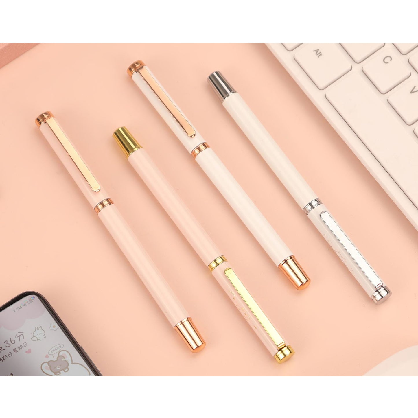 Charming Pink and White Lady Ballpoint Pen for Elegant Writing