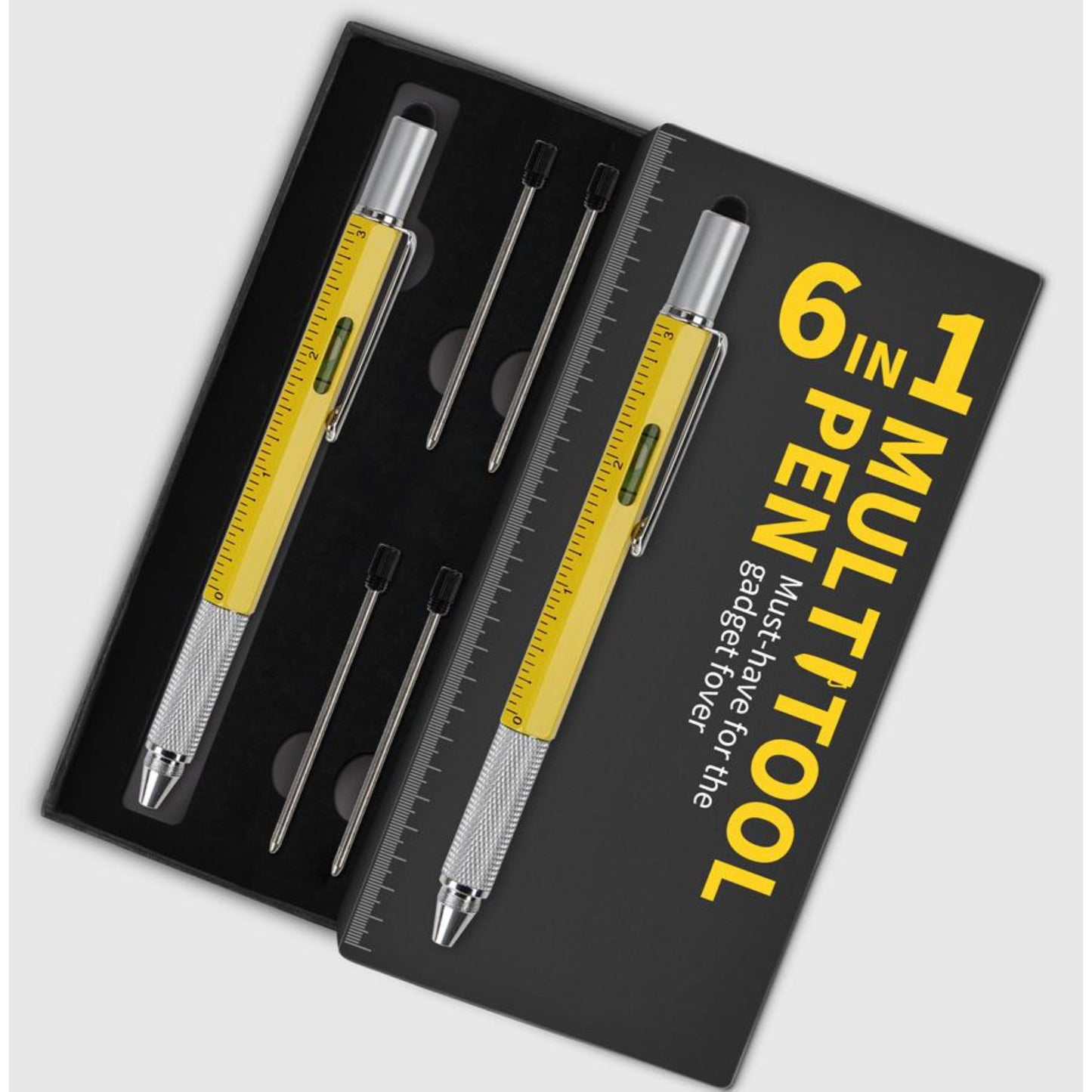 Multifunction Ballpoint Pen with Stylus, Ruler, Level & Screwdriver