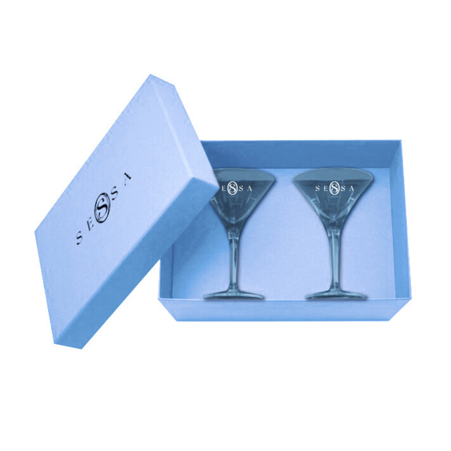 Personalized Martini & Champagne Glass Set with Custom Branding