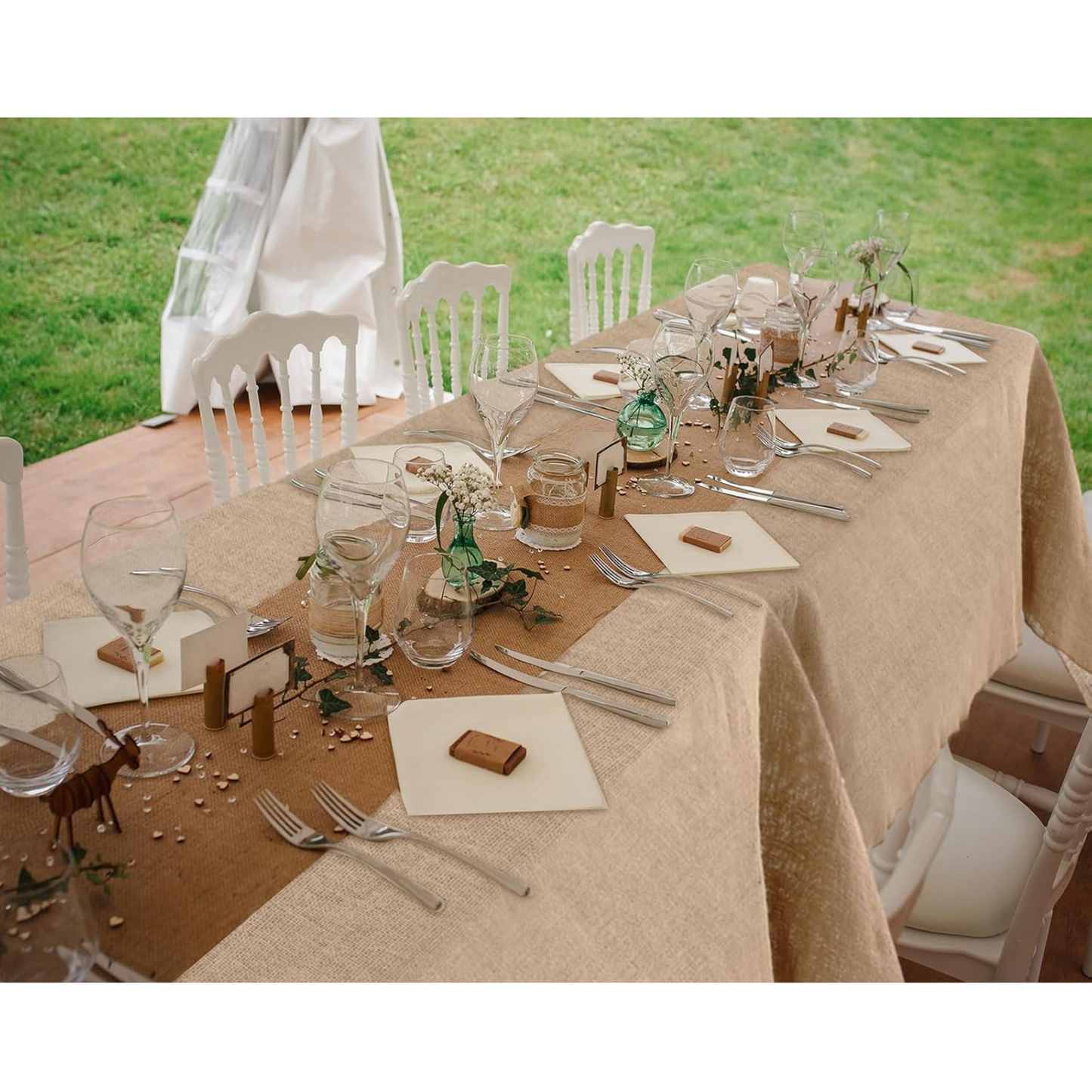 Natural Burlap Tablecloth – 360x360cm Round & 8ftx4ft Rectangular in Beige