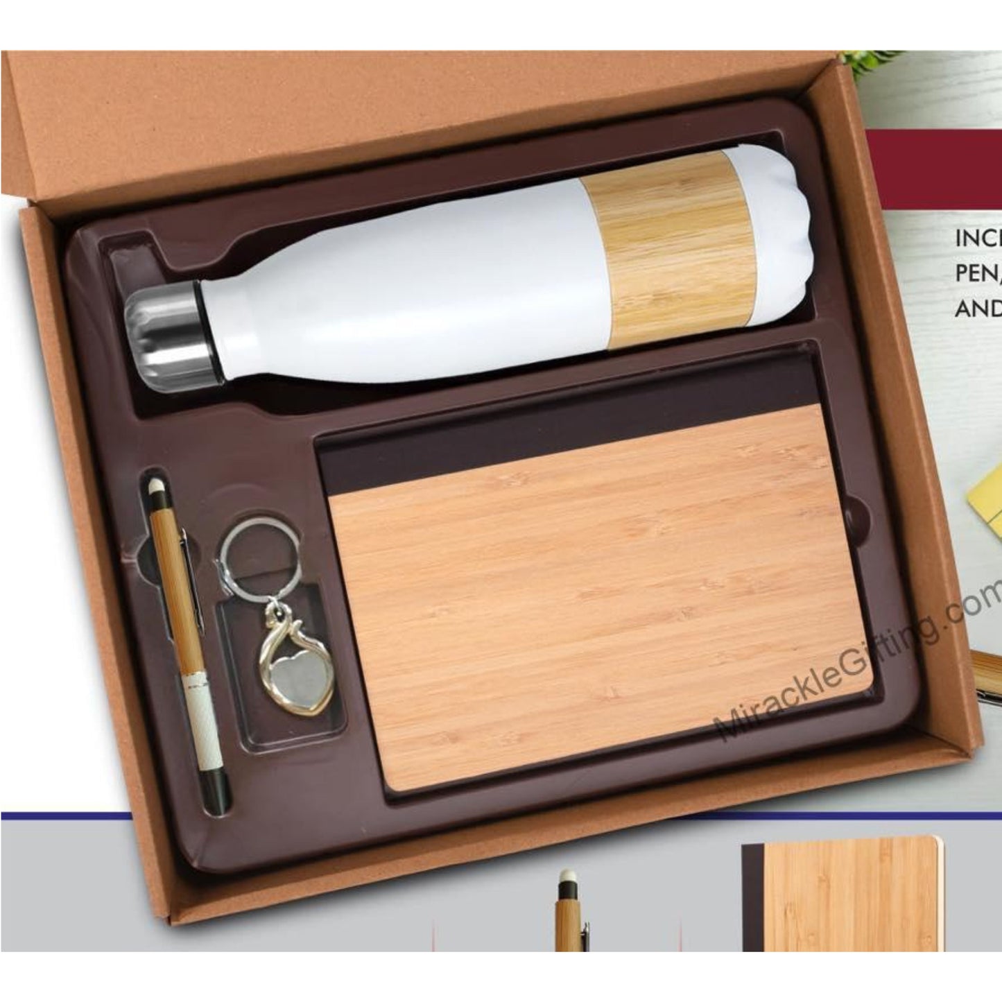 Personalised Bamboo Bottle, Speaker & Diary Gift Set