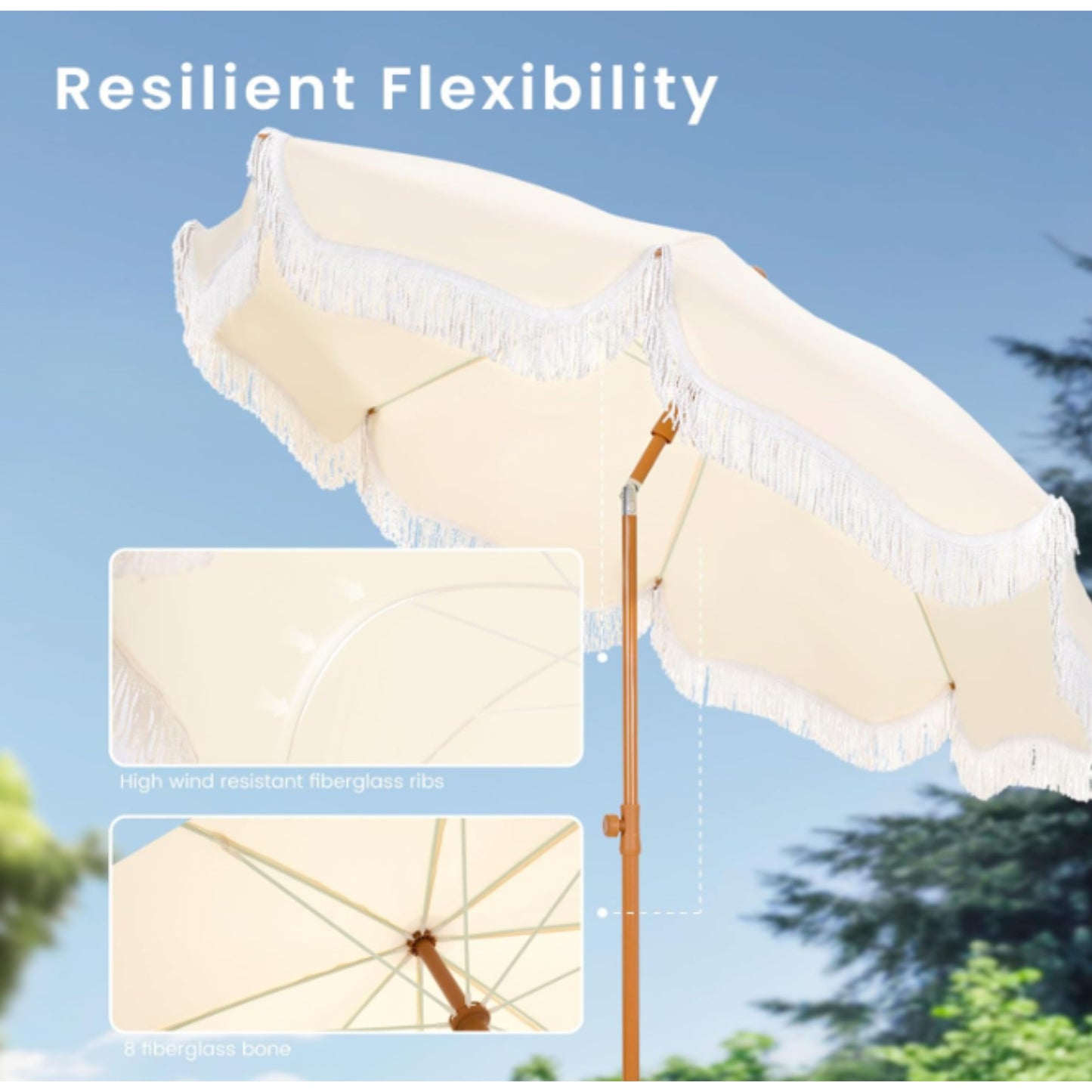 Windproof & UV-Resistant Pool Umbrella – Rust-Resistant Design