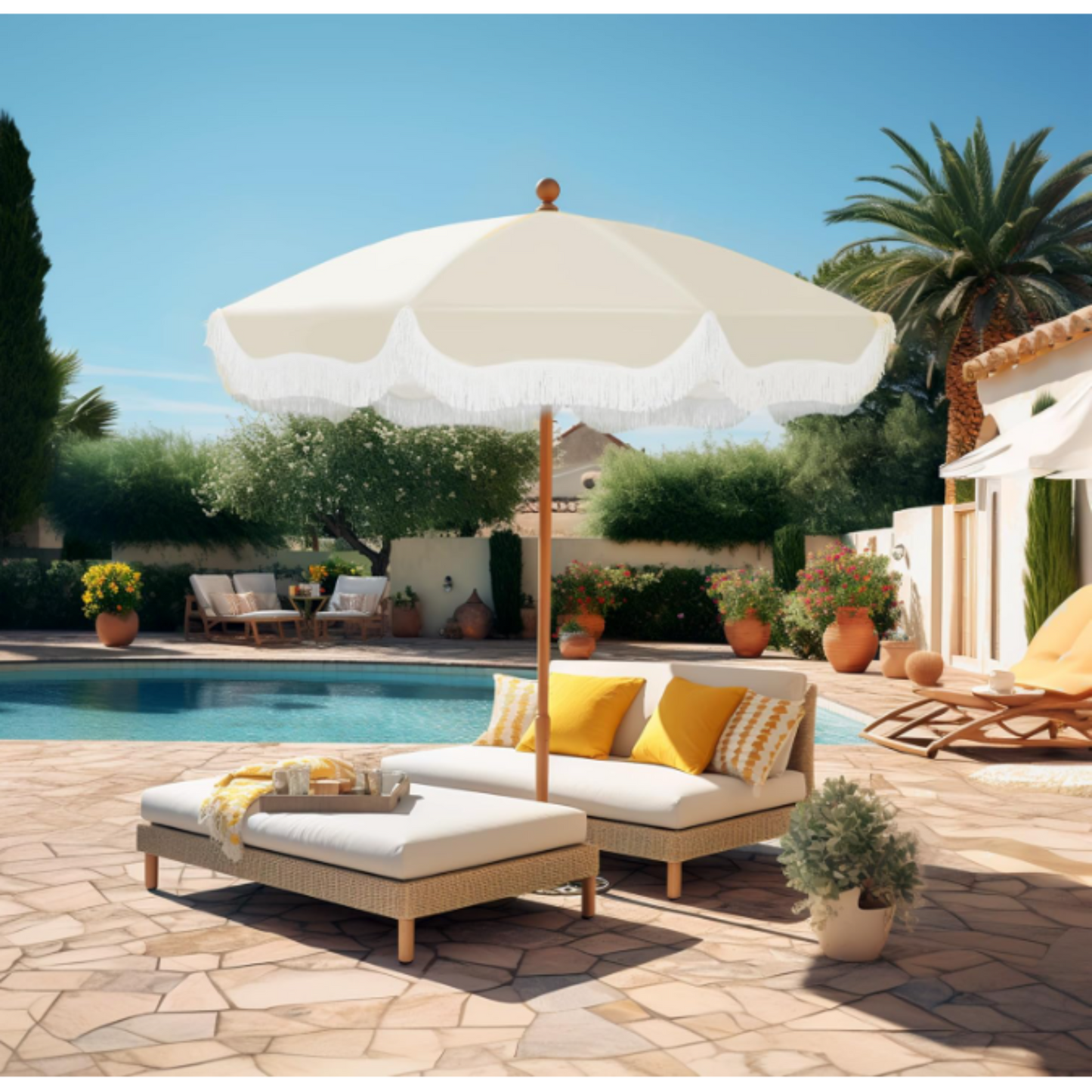 Windproof & UV-Resistant Pool Umbrella – Rust-Resistant Design
