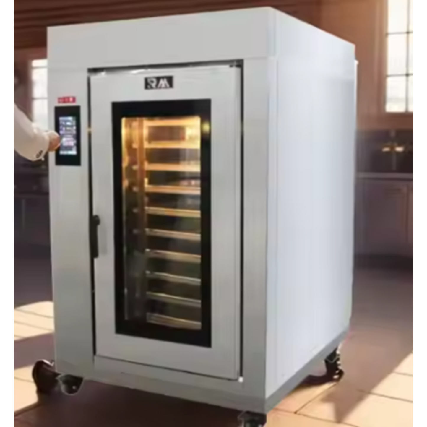 Commercial 5-Tray Rotating Rack Oven – 8kW with Steam Function & Memory Panel