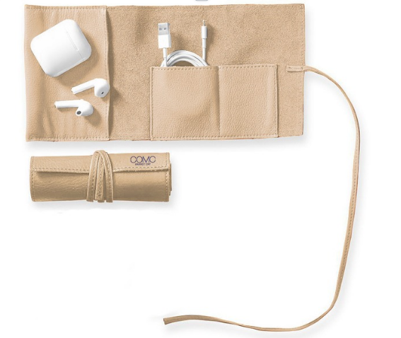 Premium Leather Charger Roll-Up – Stylish & Compact Cable Organizer