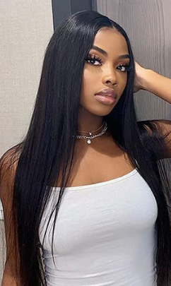 Real Human Hair Straight Lace Front Wig for Women - 180% Density, Full & Natural Look