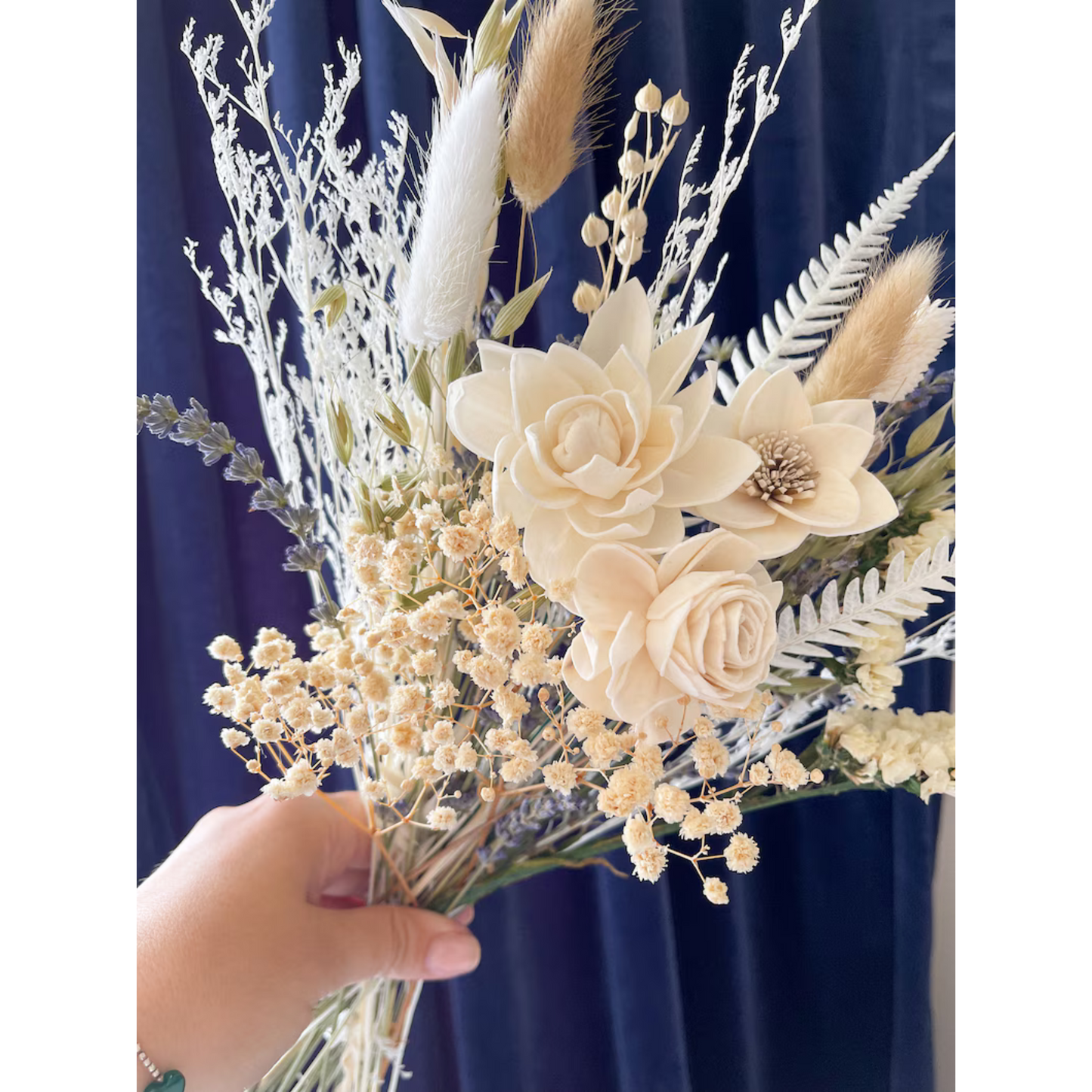 Natural Wedding Babyshower Sola Wood Flowers Mixed with Dried Flowers