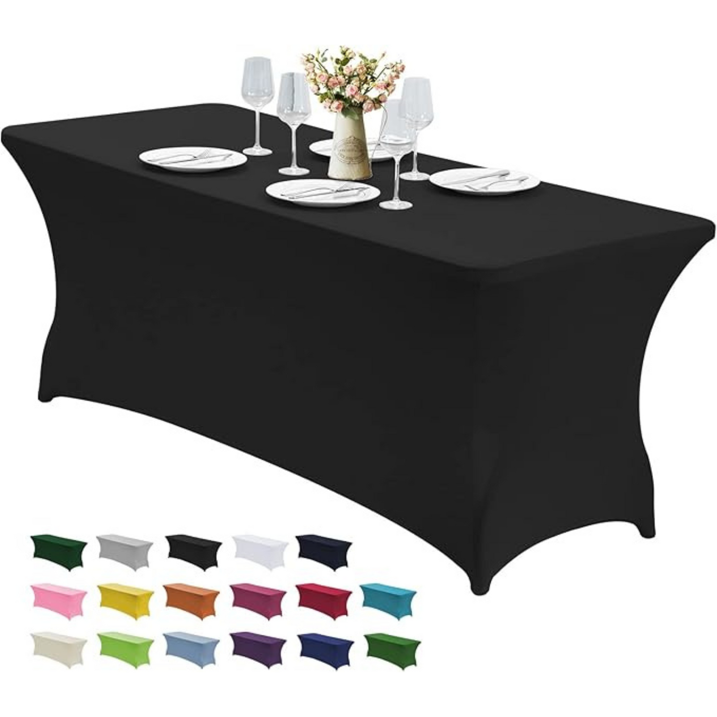 Spandex Tablecloth – 90x60xH35-48cm in Red, White, Beige, Blue, Champagne