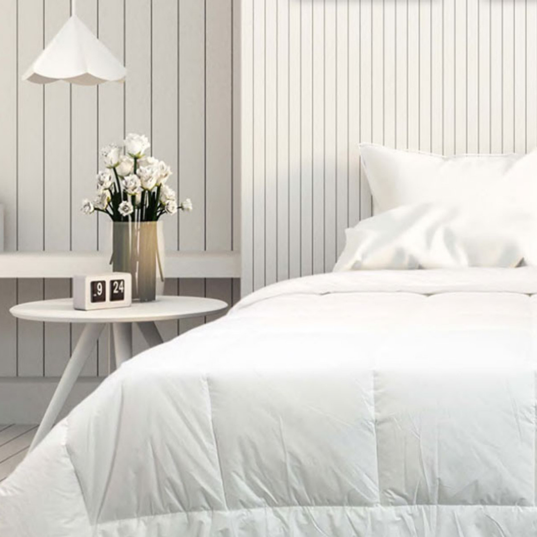 King-Size White Envelope-Style Duvet Cover – Cotton Blend, Hotel Quality