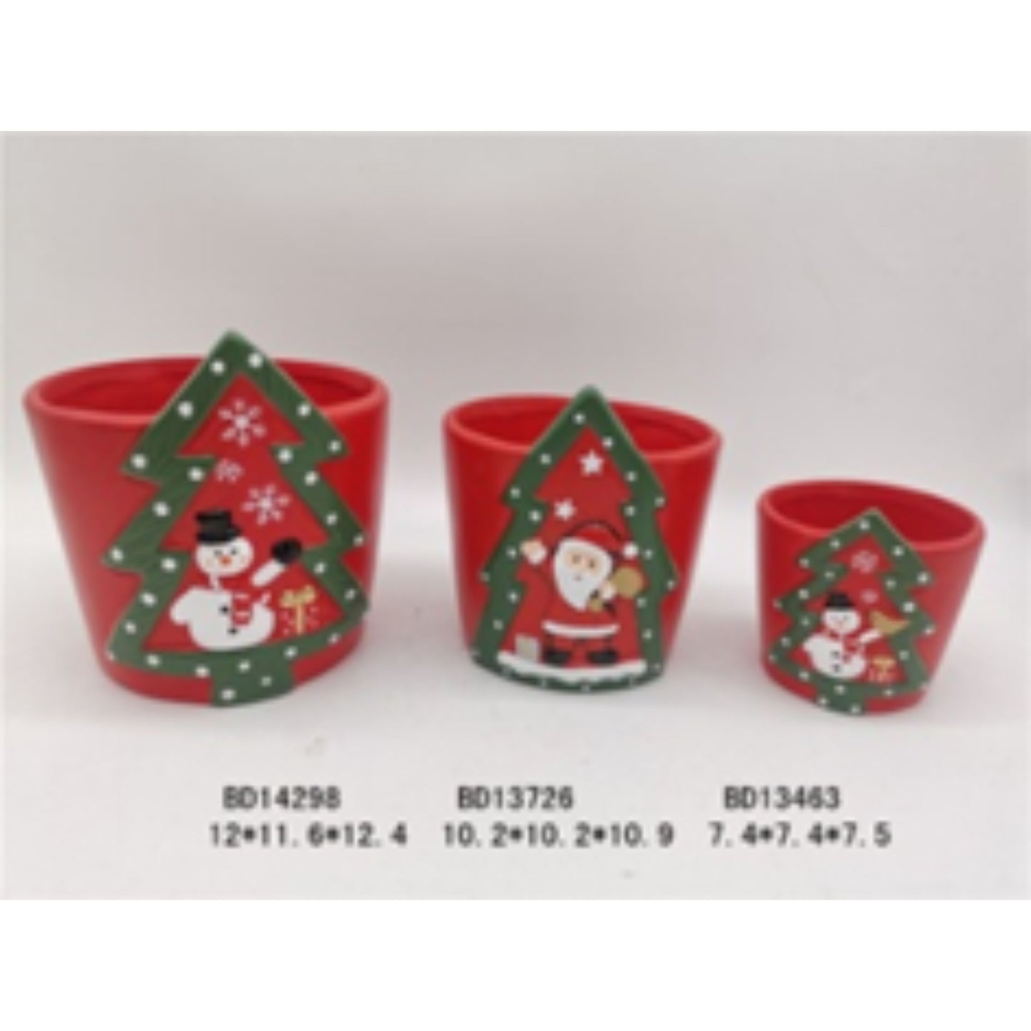 Terracotta Ceramic Christmas Flower Pot Trio