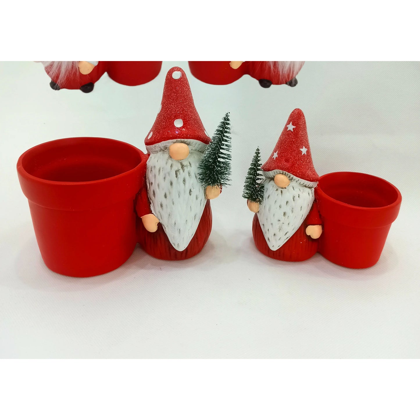 Red Rimmed Ceramic Christmas Terracotta Pots
