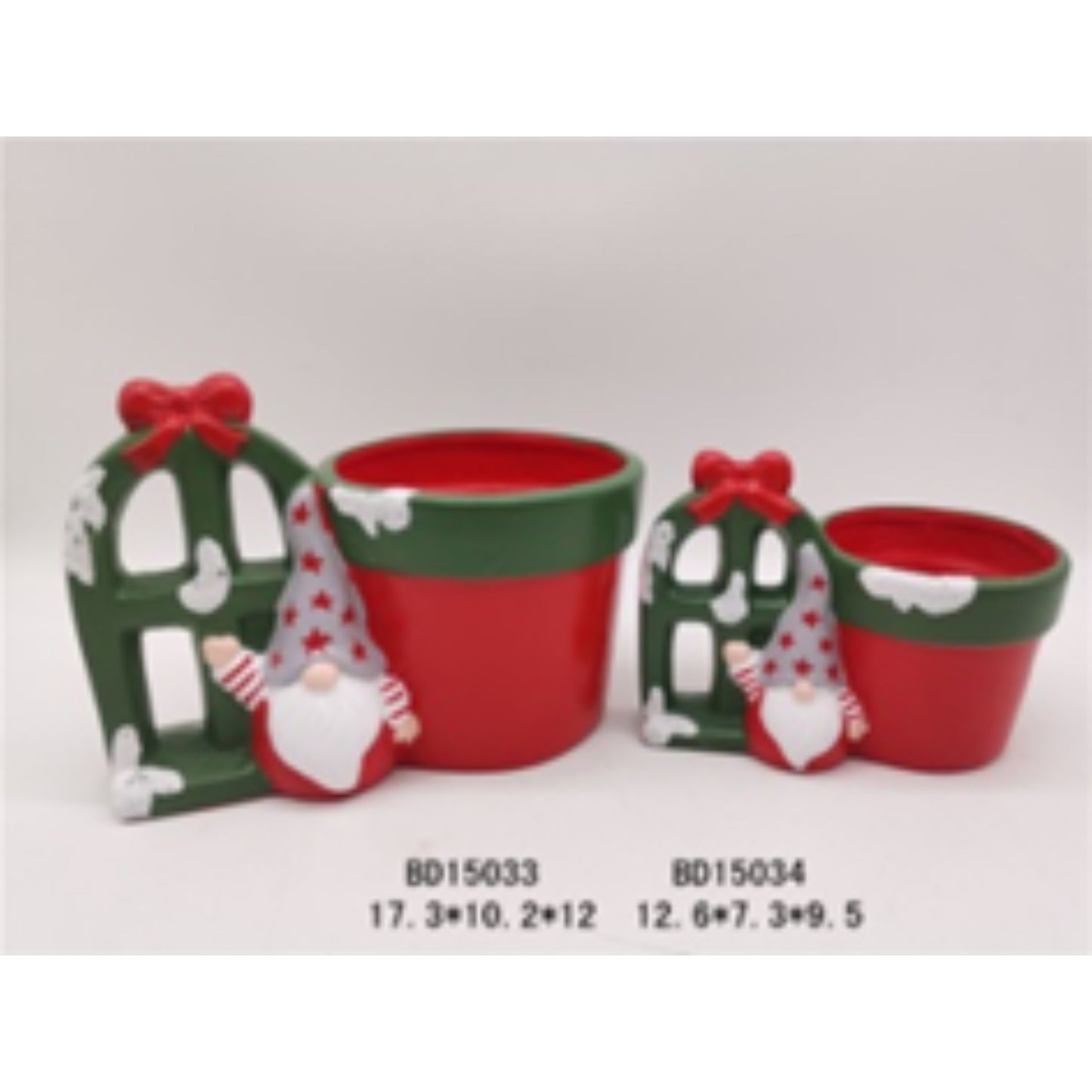 Terracotta Ceramic Christmas Flower Pot Duo