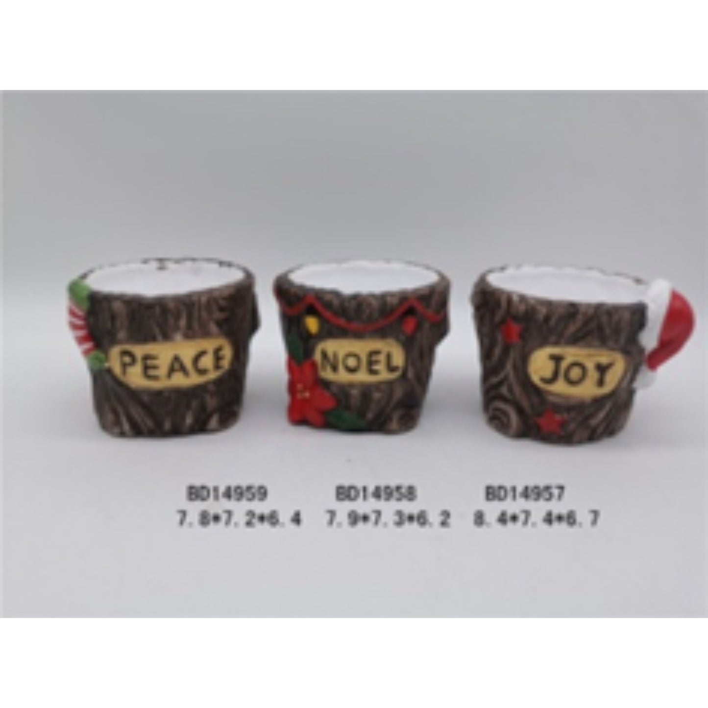 Mini Ceramic Christmas Terracotta Pot Trio