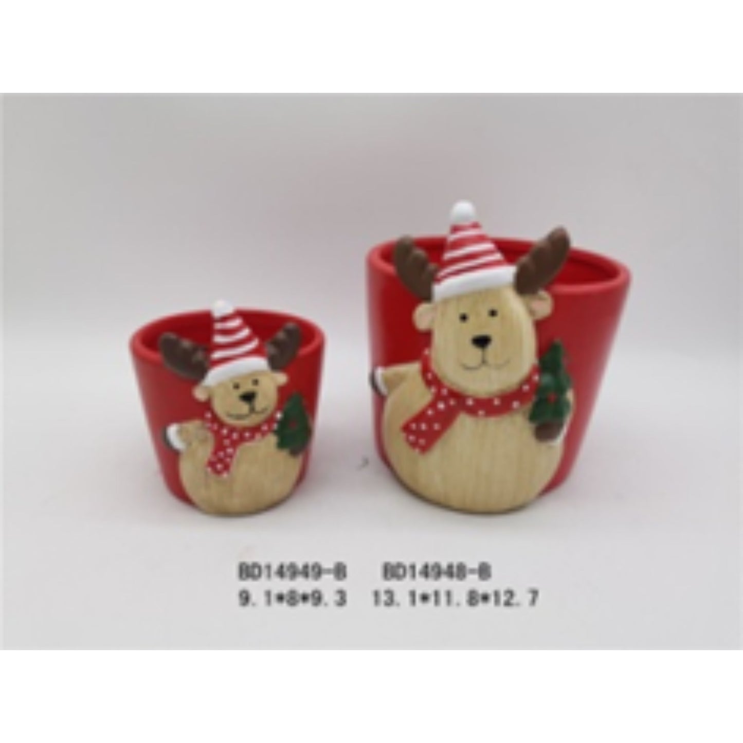 Terracotta Ceramic Christmas Flower Pot Duo