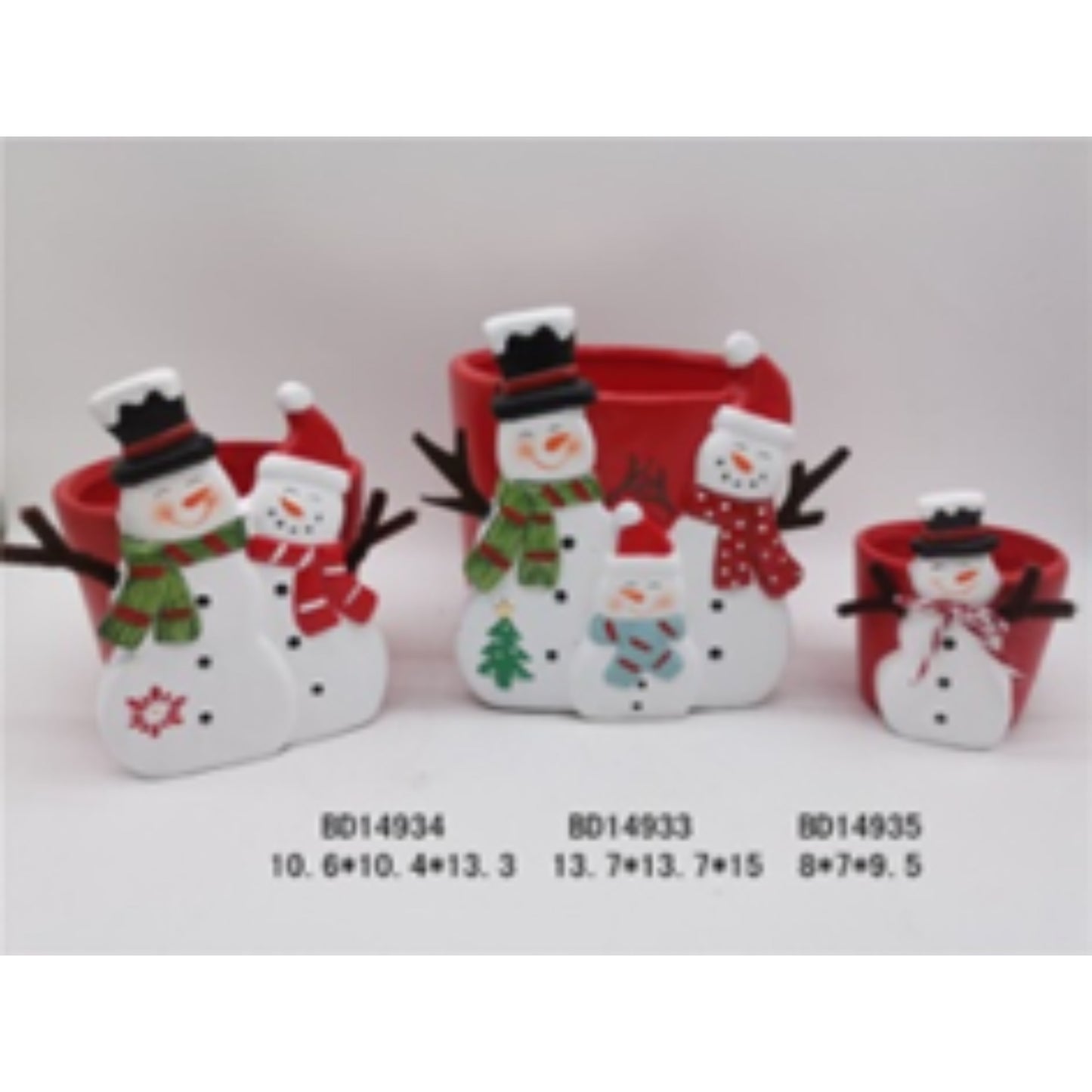 Holiday Terracotta Ceramic Flower Pot Trio
