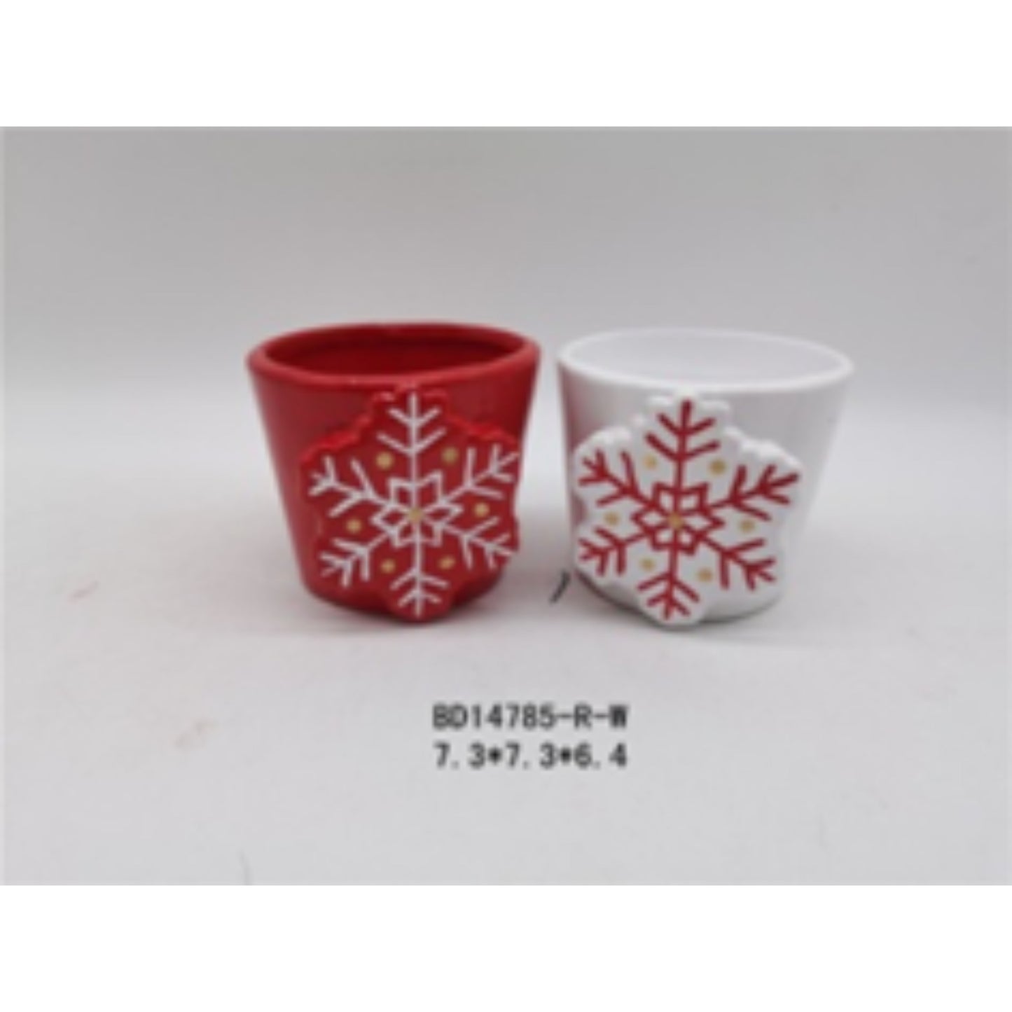 Compact Red & White Christmas Terracotta Pot