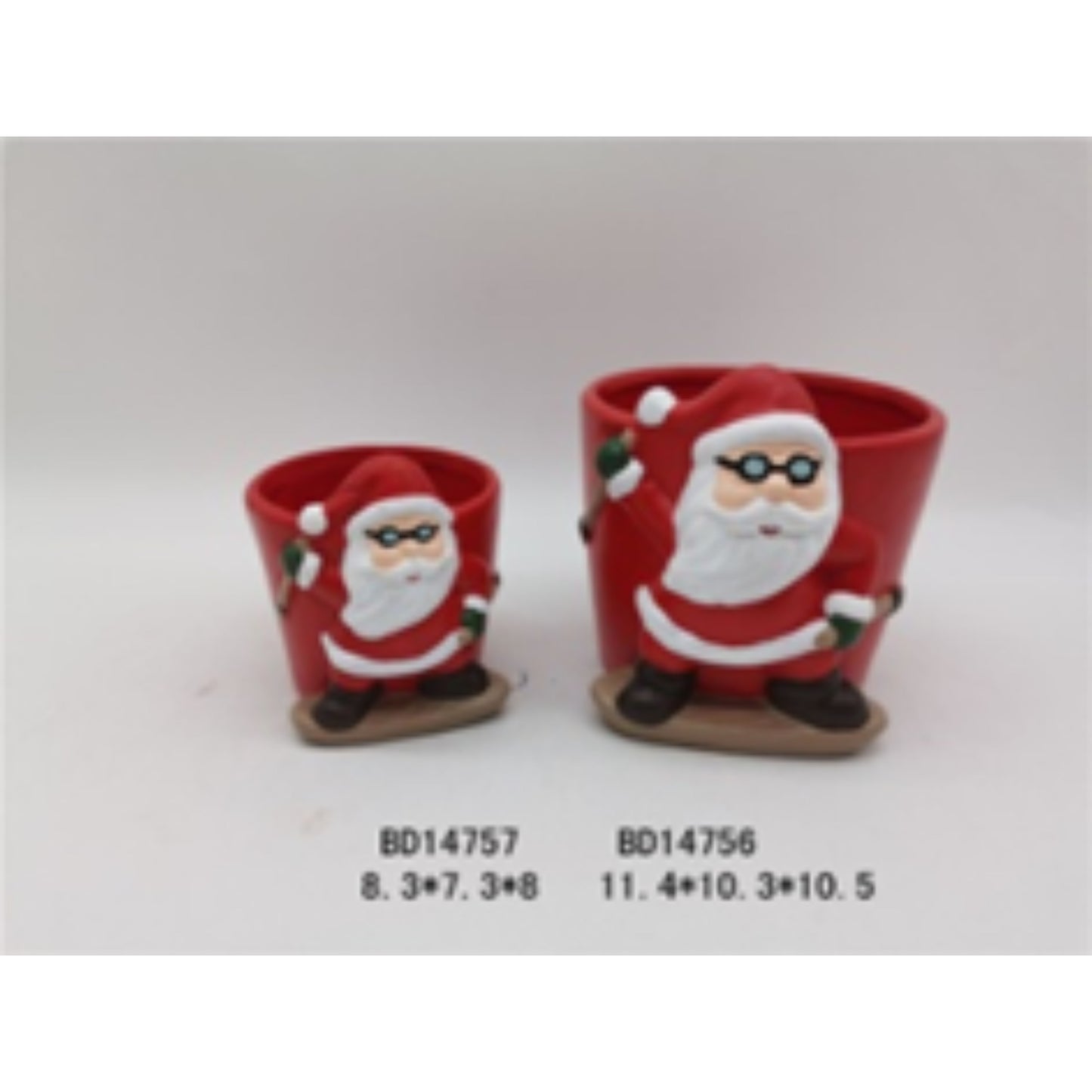 Holiday Charm Terracotta Ceramic Christmas Planter Duo