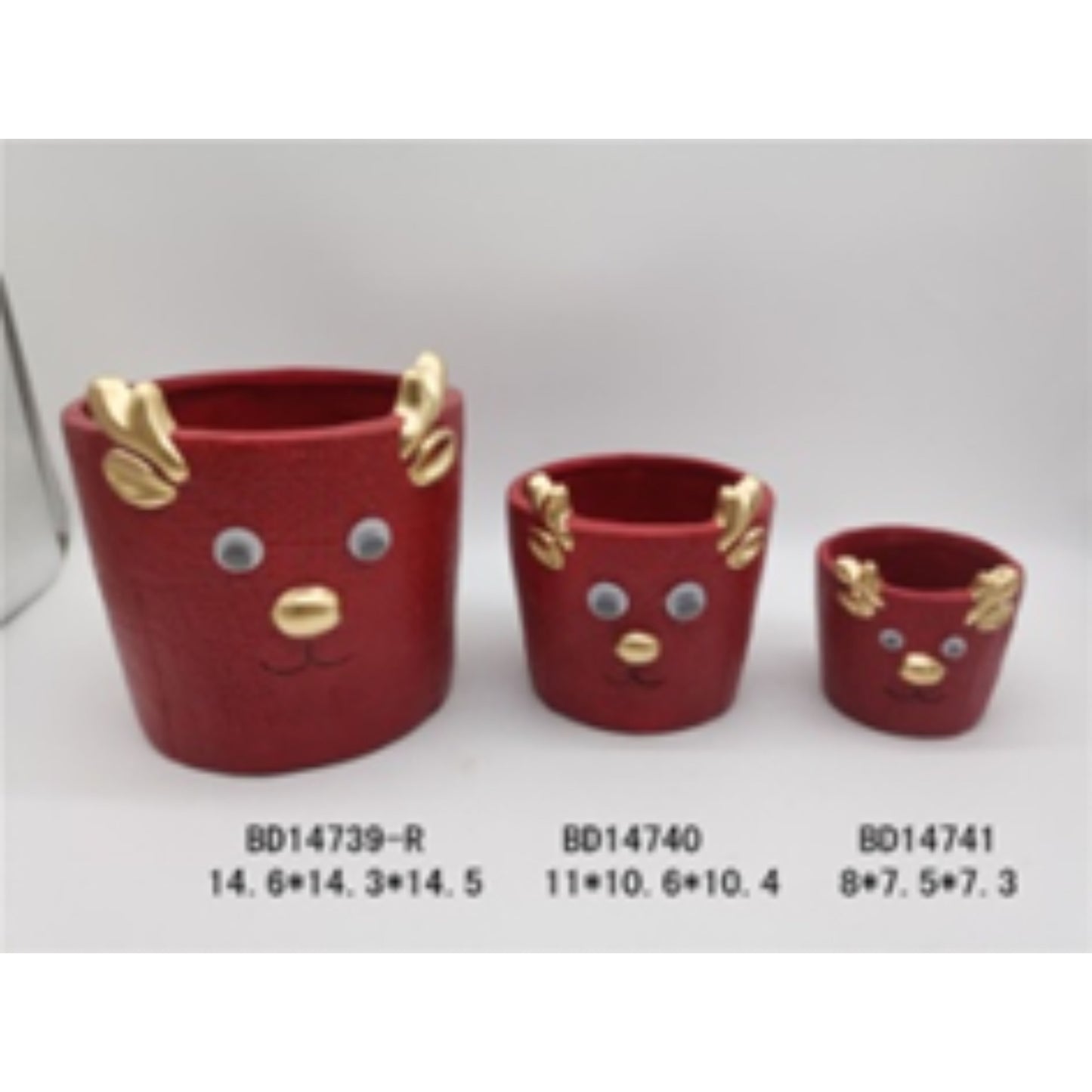 White Glazed Terracotta Ceramic Christmas Pot Trio