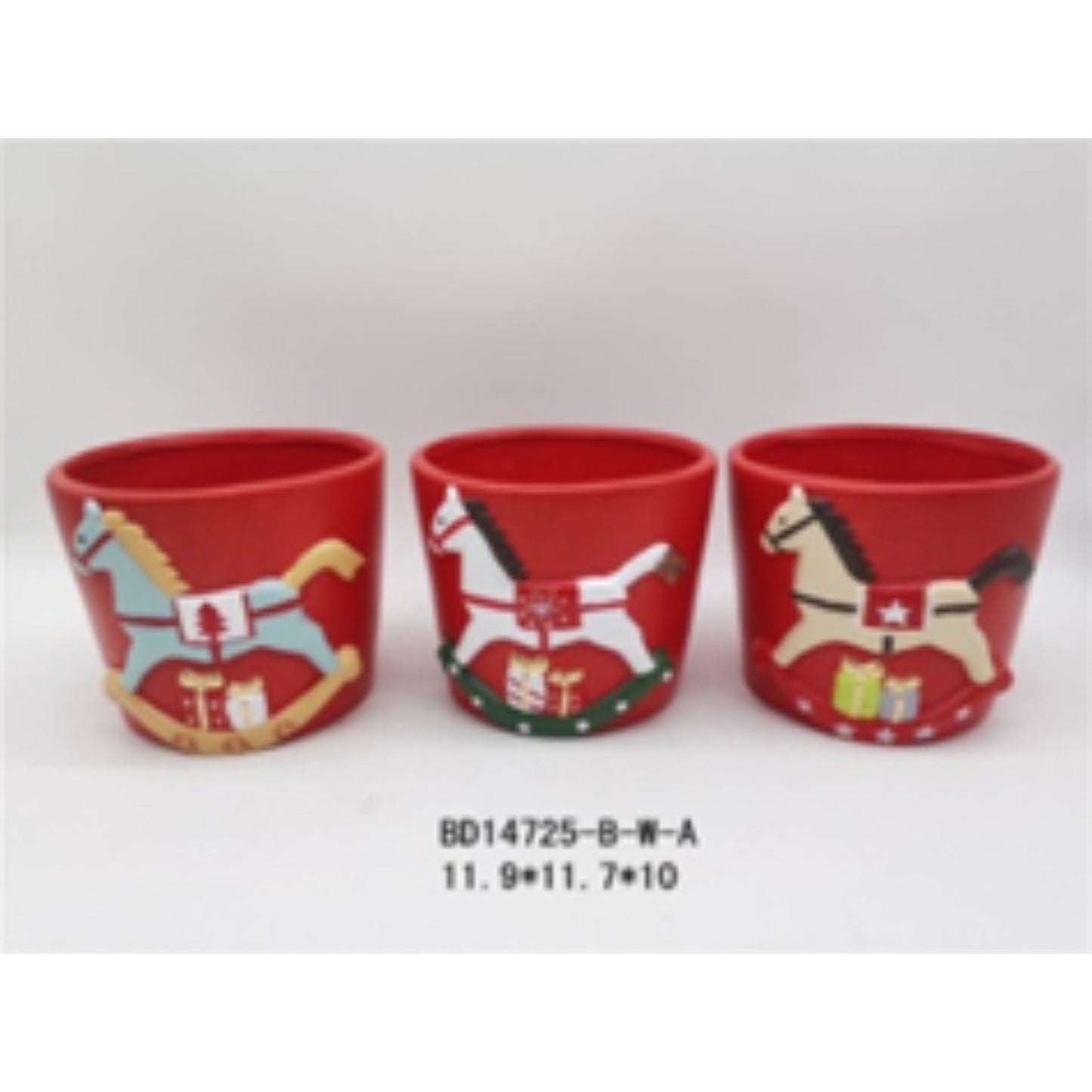 Holiday Glazed Terracotta Ceramic Christmas Pot Duo