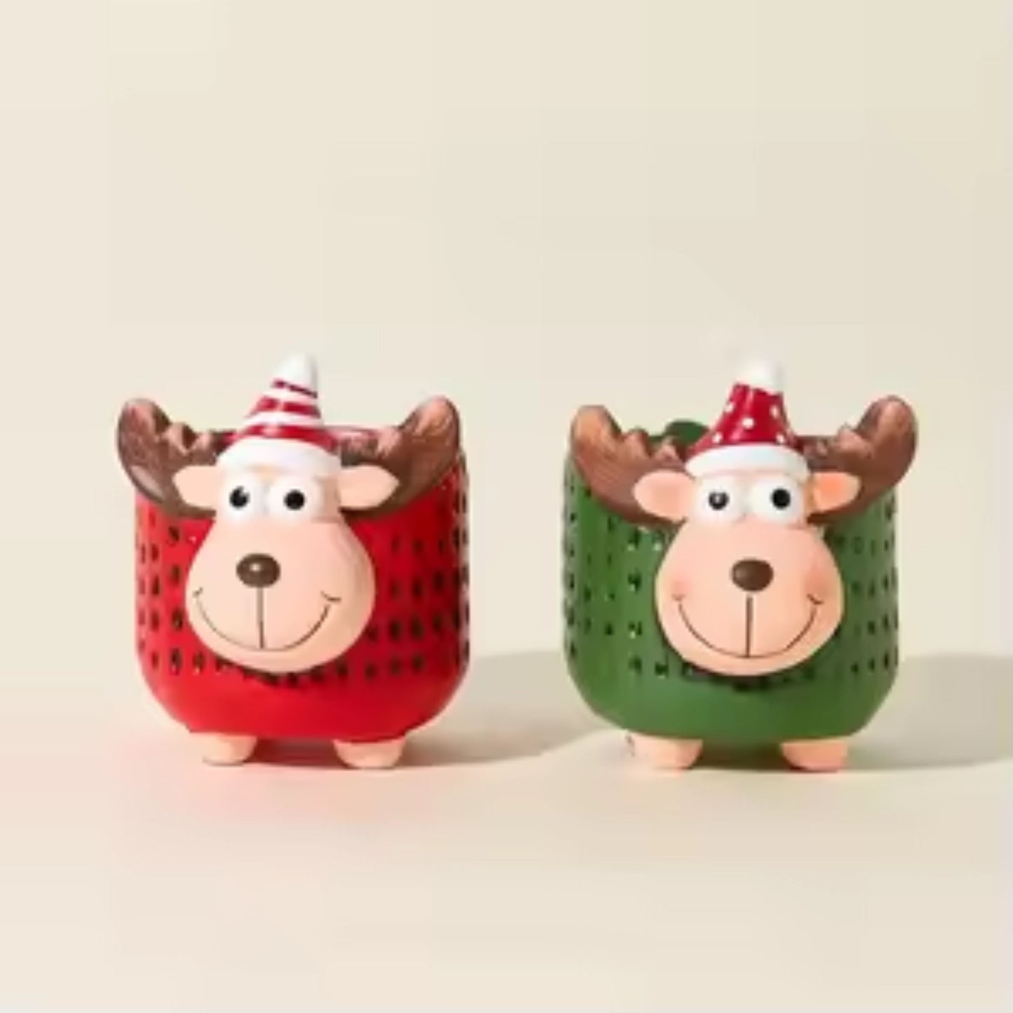 Mini Terracotta Ceramic Christmas Planter with Festive Glaze