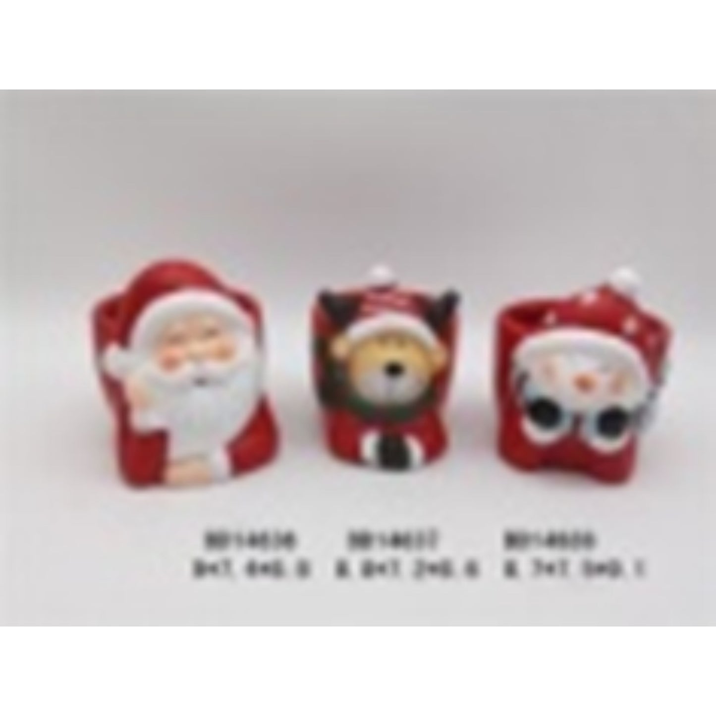 Rustic Christmas Terracotta Ceramic Pot Trio