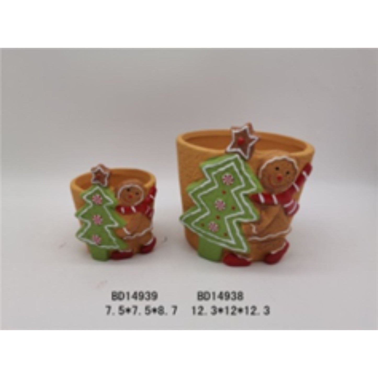 Holiday Charm Terracotta Ceramic Christmas Planter Duo