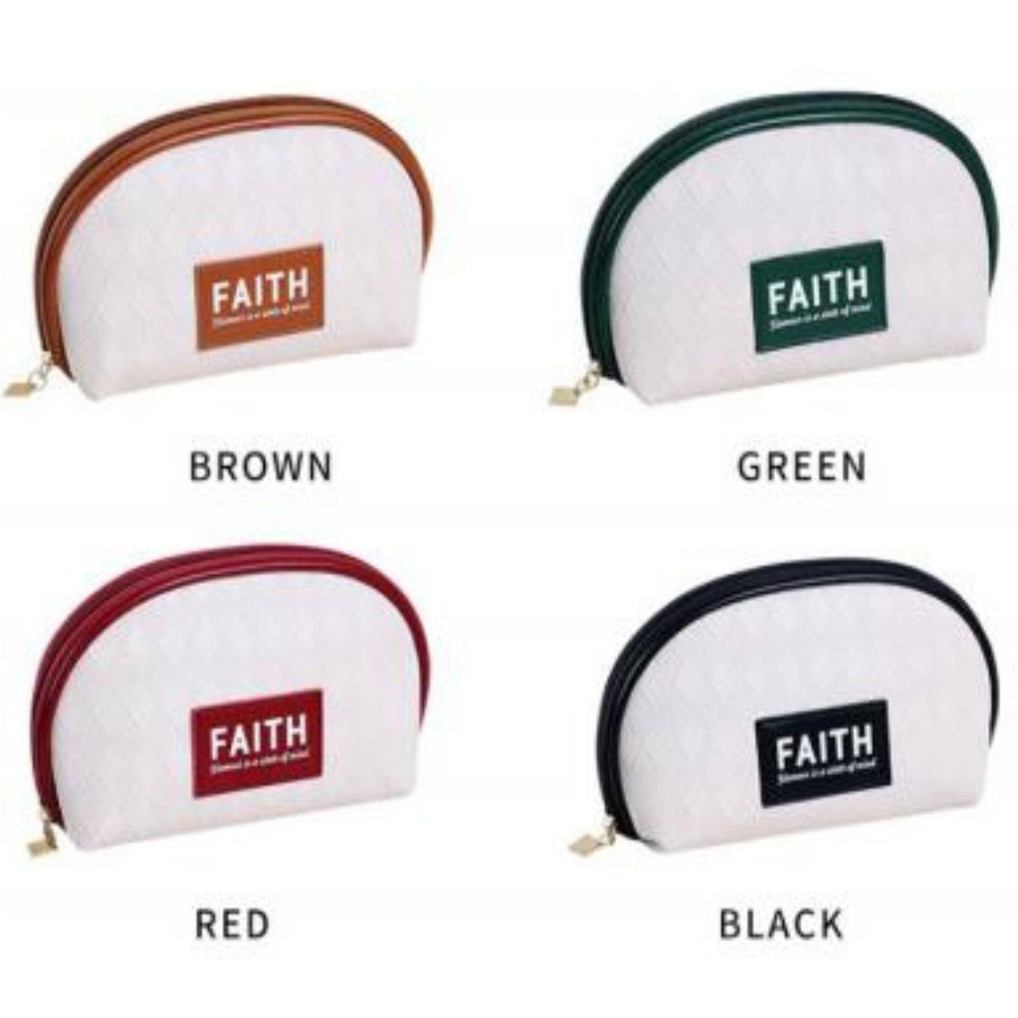 RH2305 Quilted Semi-Round Leather Handheld Makeup Bag