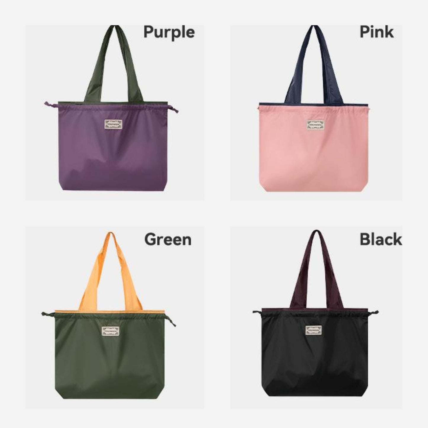 Shopping Bags YTJ0017 & YTJ0018 – Small and Large Two-Tone Foldable Polyester Totes