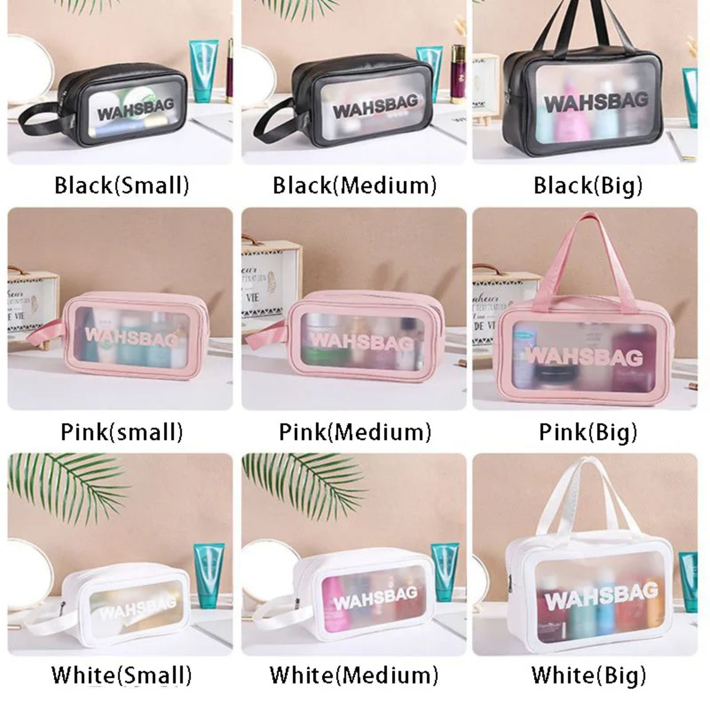 YTJ001/002/003 PU Toiletry Bags Set – Large, Medium, Small Sizes