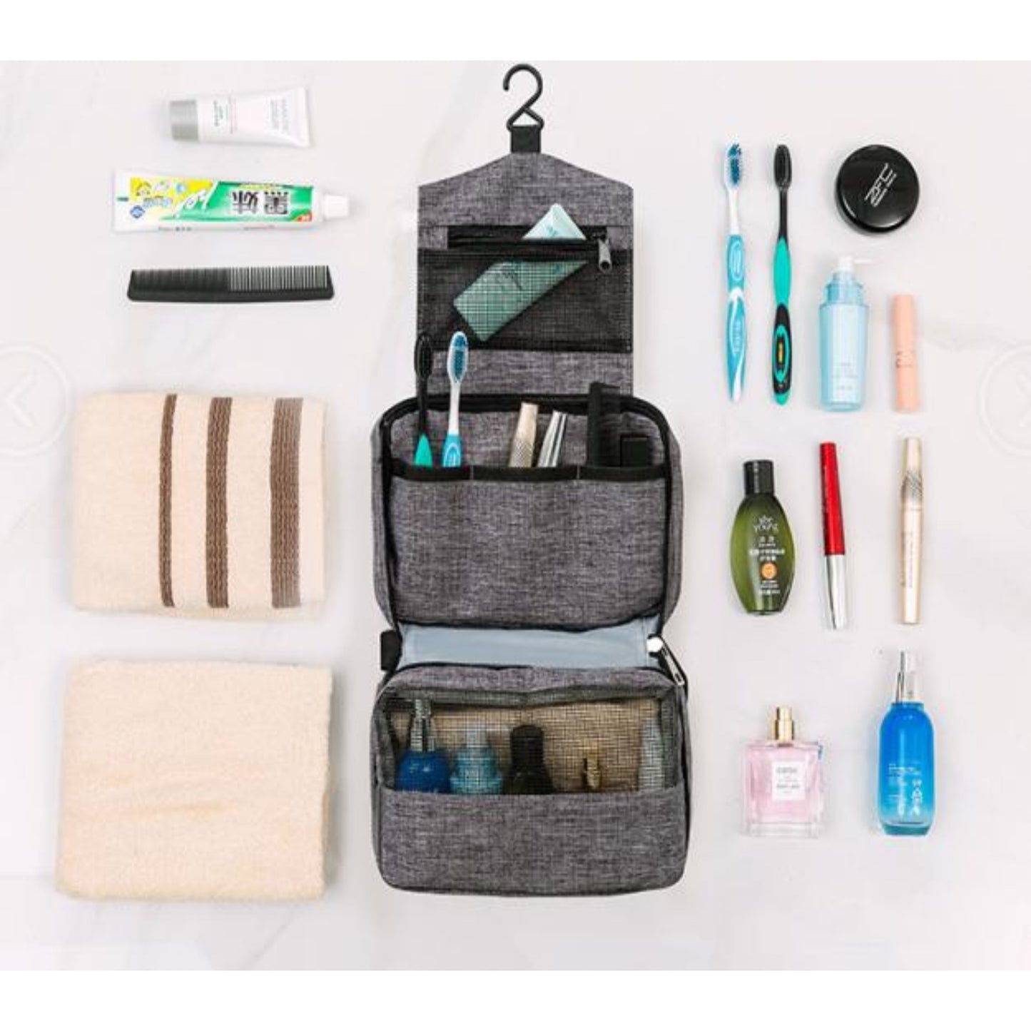 RH528 Cationic Letter Wash Bag – Polyester Travel Toiletry Organizer