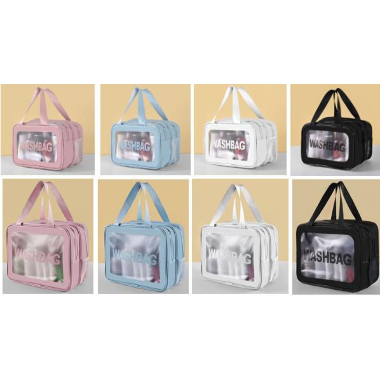 XFJ003/XFJ004 Dual-Layer PU Toiletry Bags – Small & Large Travel Wash Bags