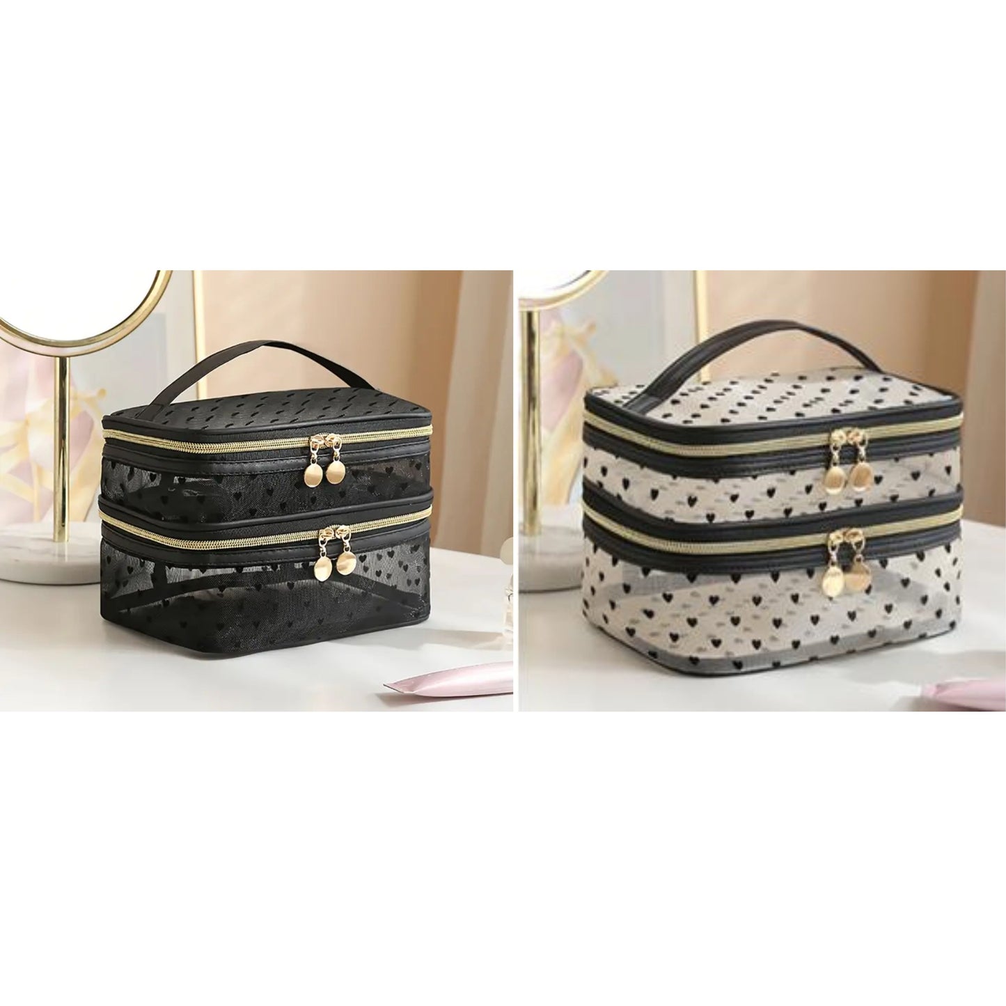 Heart Design Mesh Makeup Bags - Model LG0030 & LG0029