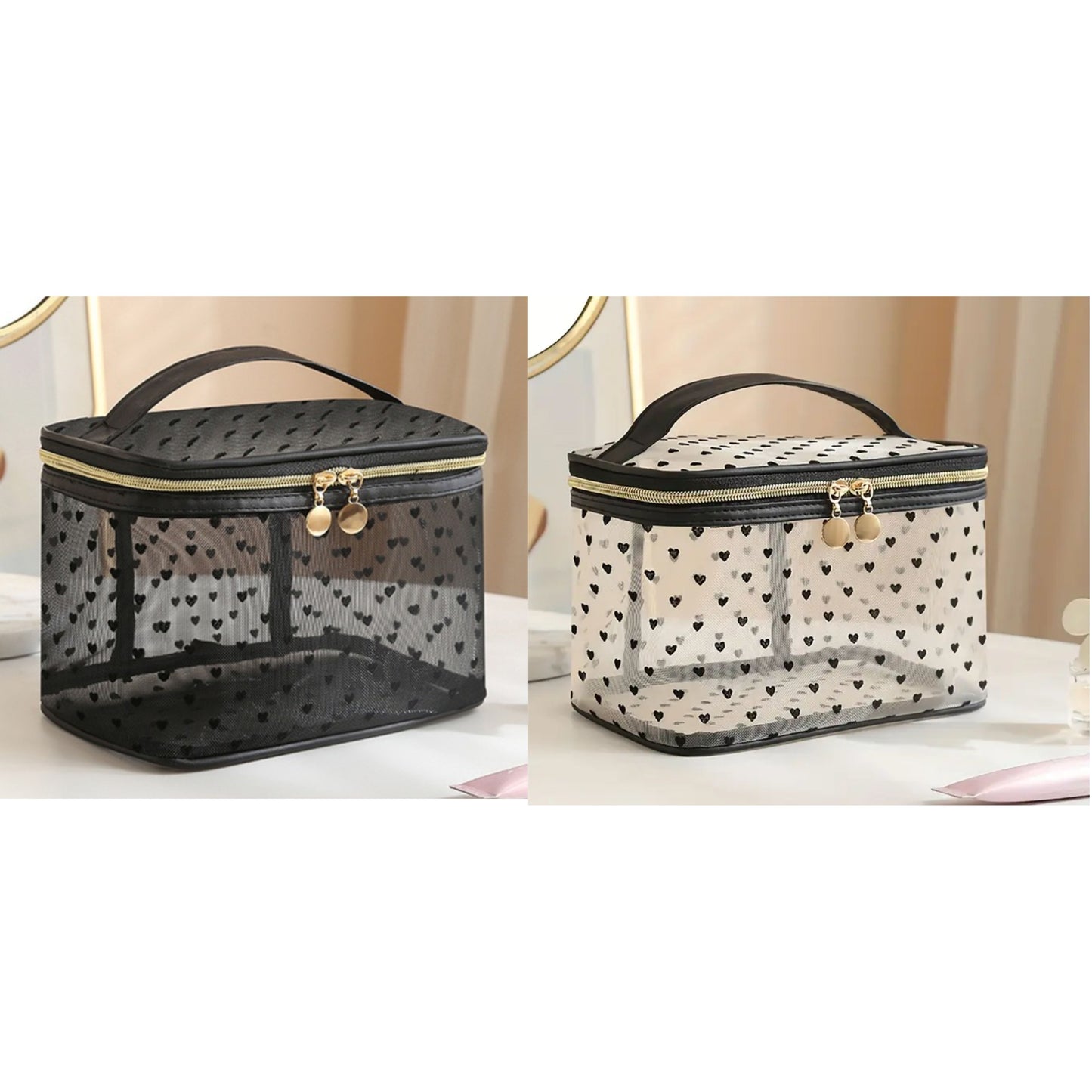 Heart Design Mesh Makeup Bags - Model LG0030 & LG0029