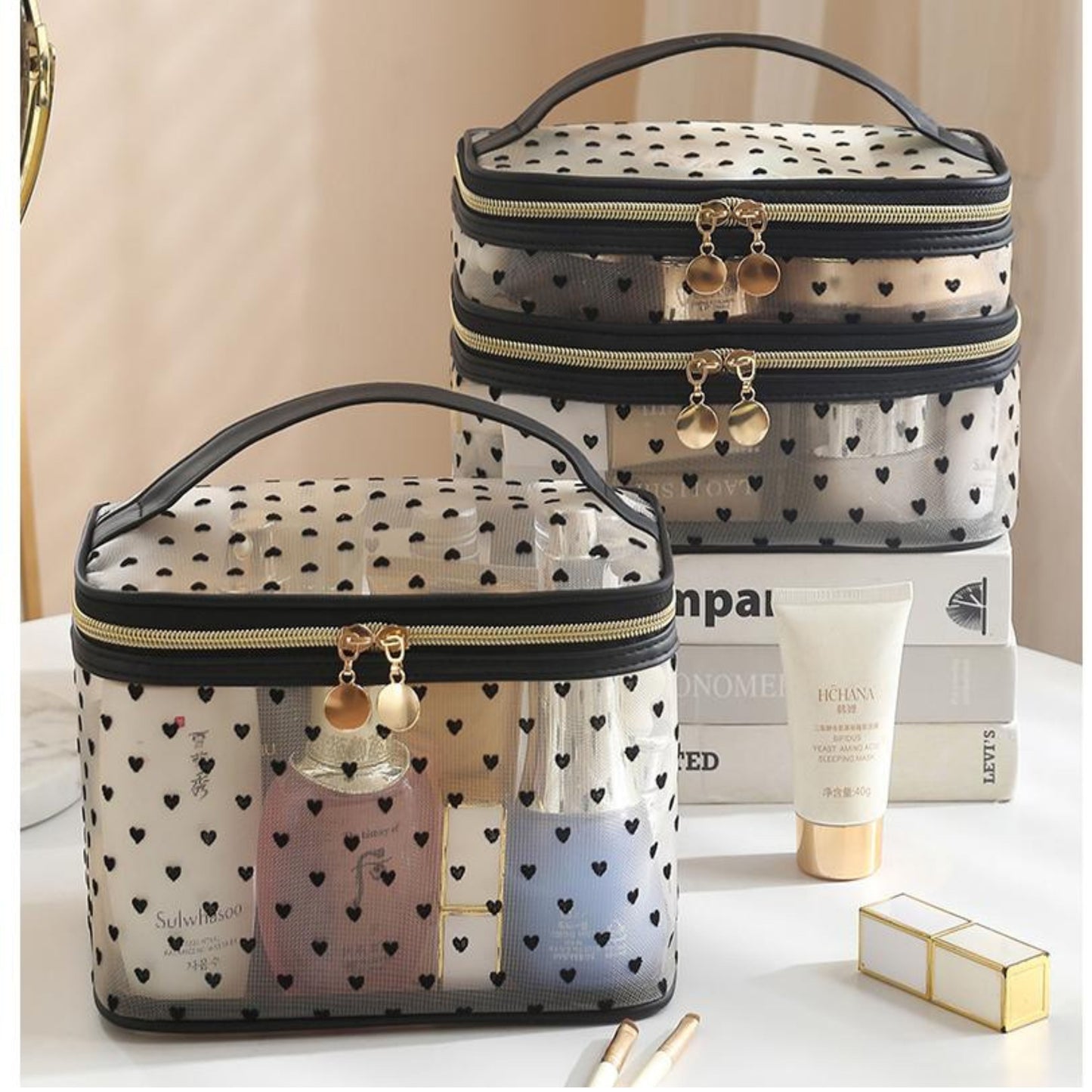 Heart Design Mesh Makeup Bags - Model LG0030 & LG0029